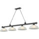 Cordon 4 Light 81.25 inch Bronze Plate Billiard Ceiling Light in White Linen Glass