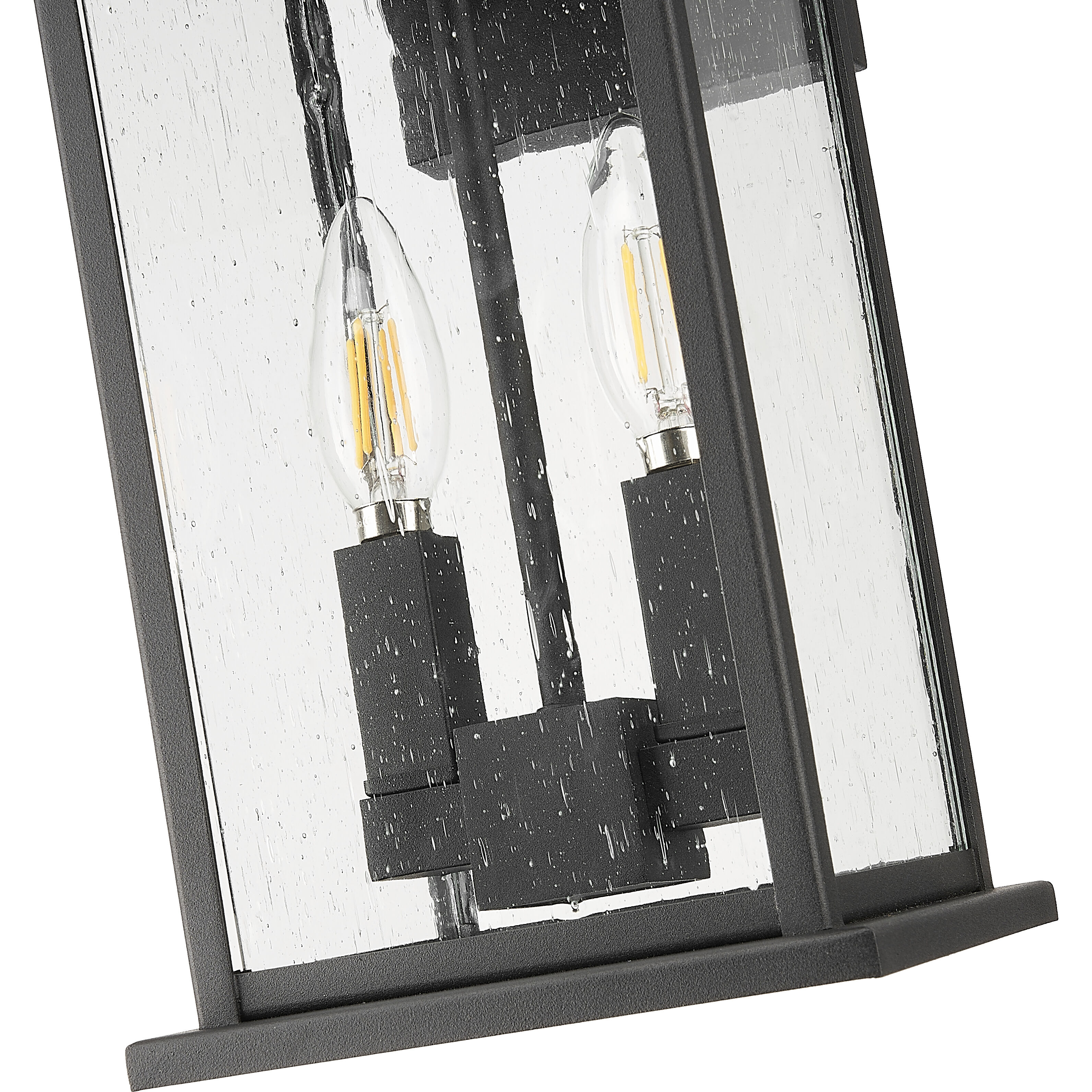 Tiberius 2 Light 18 inch Black Outdoor Wall Light in Clear Seedy Glass