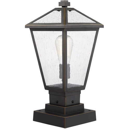 Talbot 1 Light 18 inch Oil Rubbed Bronze Outdoor Pier Mounted Fixture in Seedy Glass