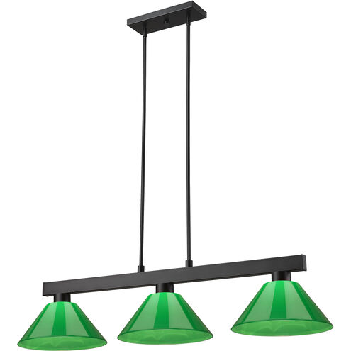 Cobalt 3 Light 46 inch Matte Black Billiard Ceiling Light in Green