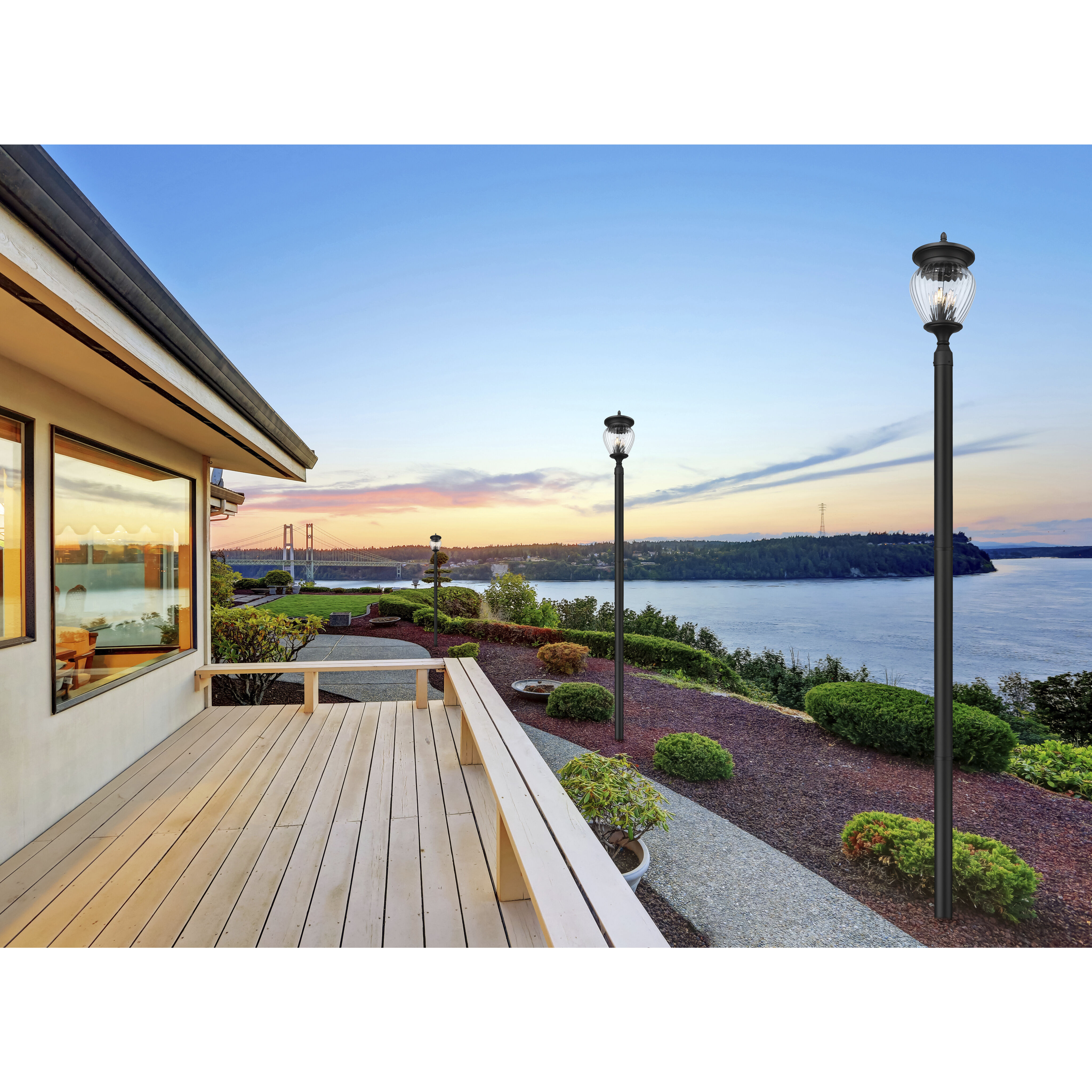 Davina 4 Light 119.25 inch Black Outdoor Post Mounted Fixture in G9