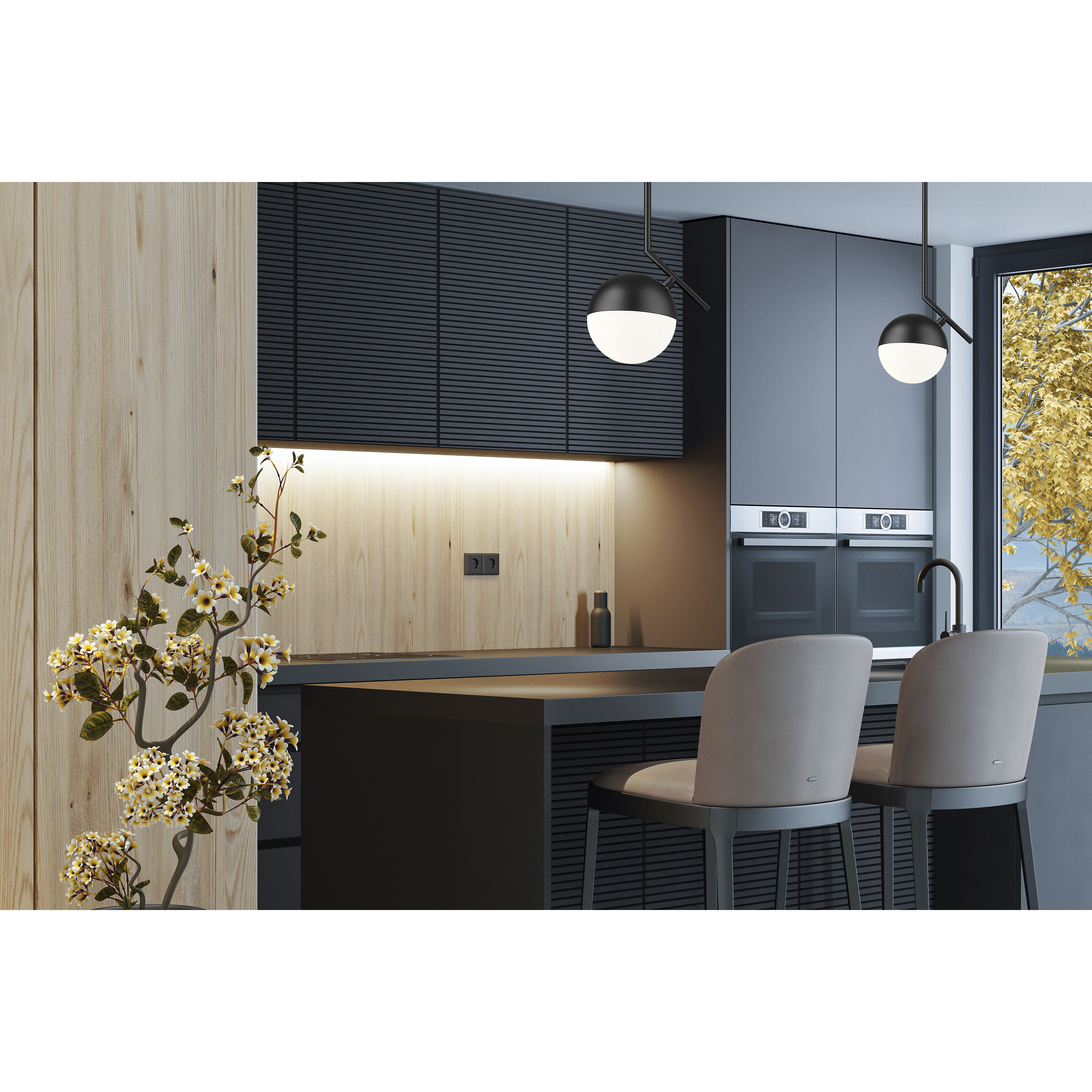 Realm Sphere 1 Light 8.5 inch Matte Black Pendant Ceiling Light