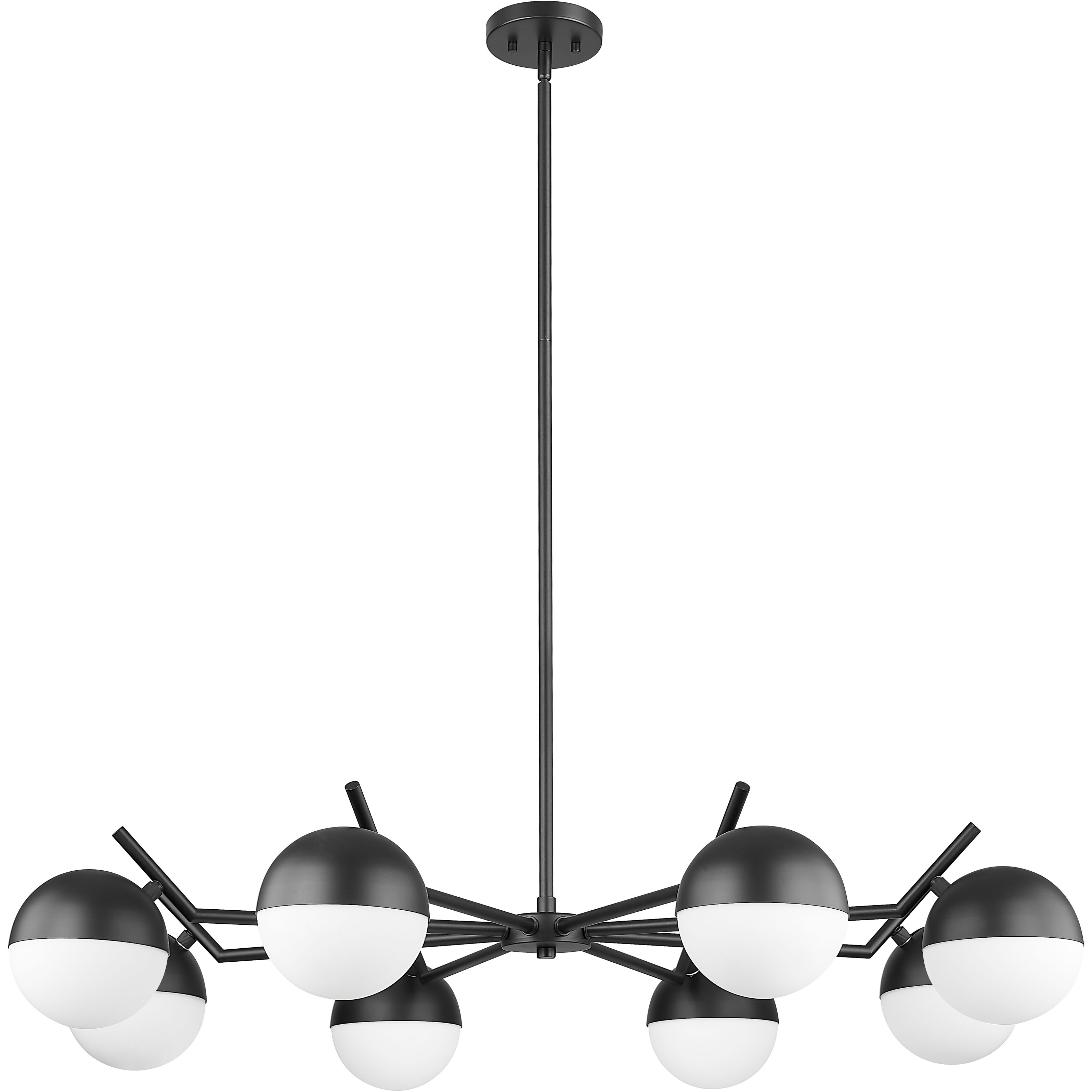 Realm Sphere 8 Light 44 inch Matte Black Chandelier Ceiling Light