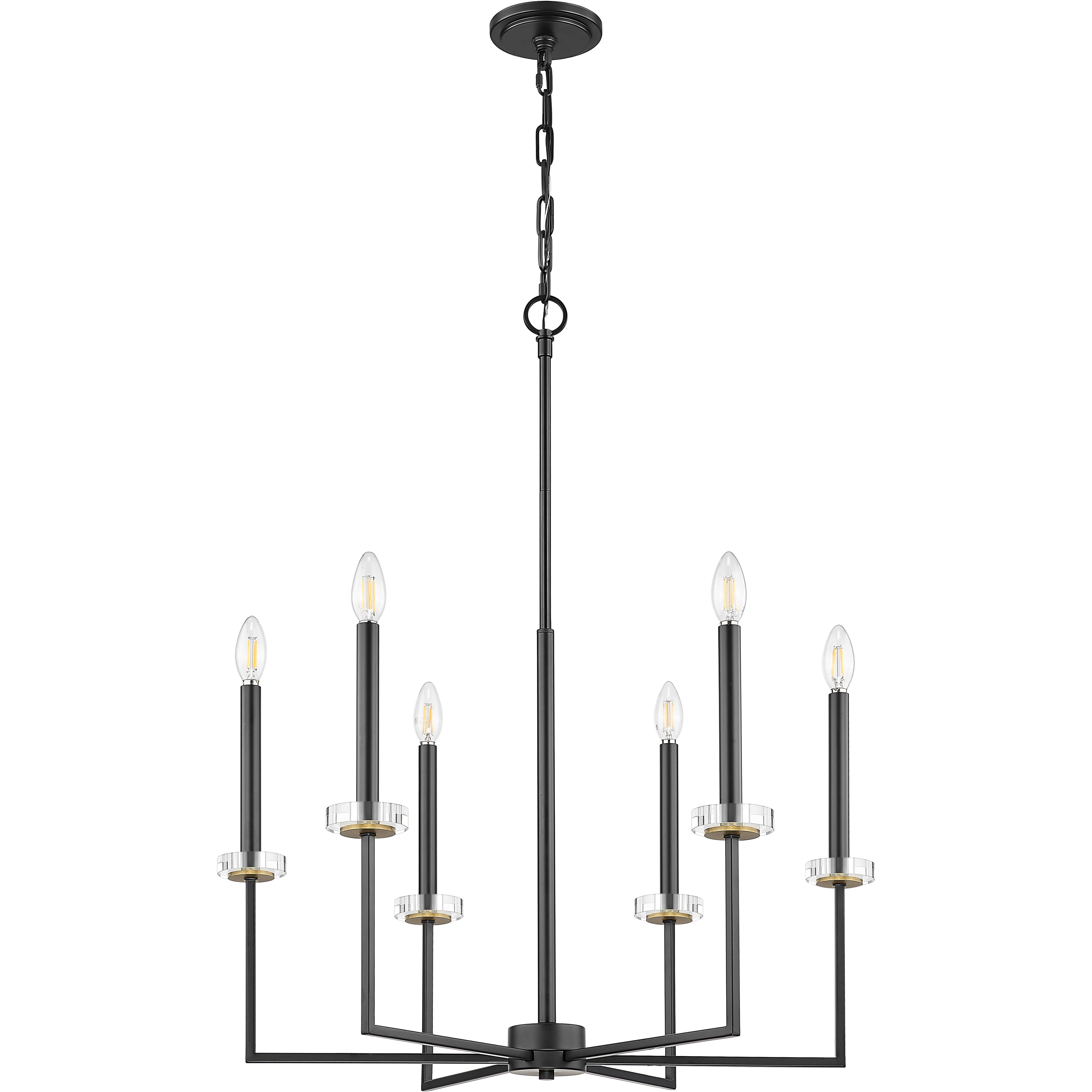 Gaultier 6 Light 27.25 inch Matte Black and Mondern Gold Chandelier Ceiling Light in Matte Black and Modern Gold
