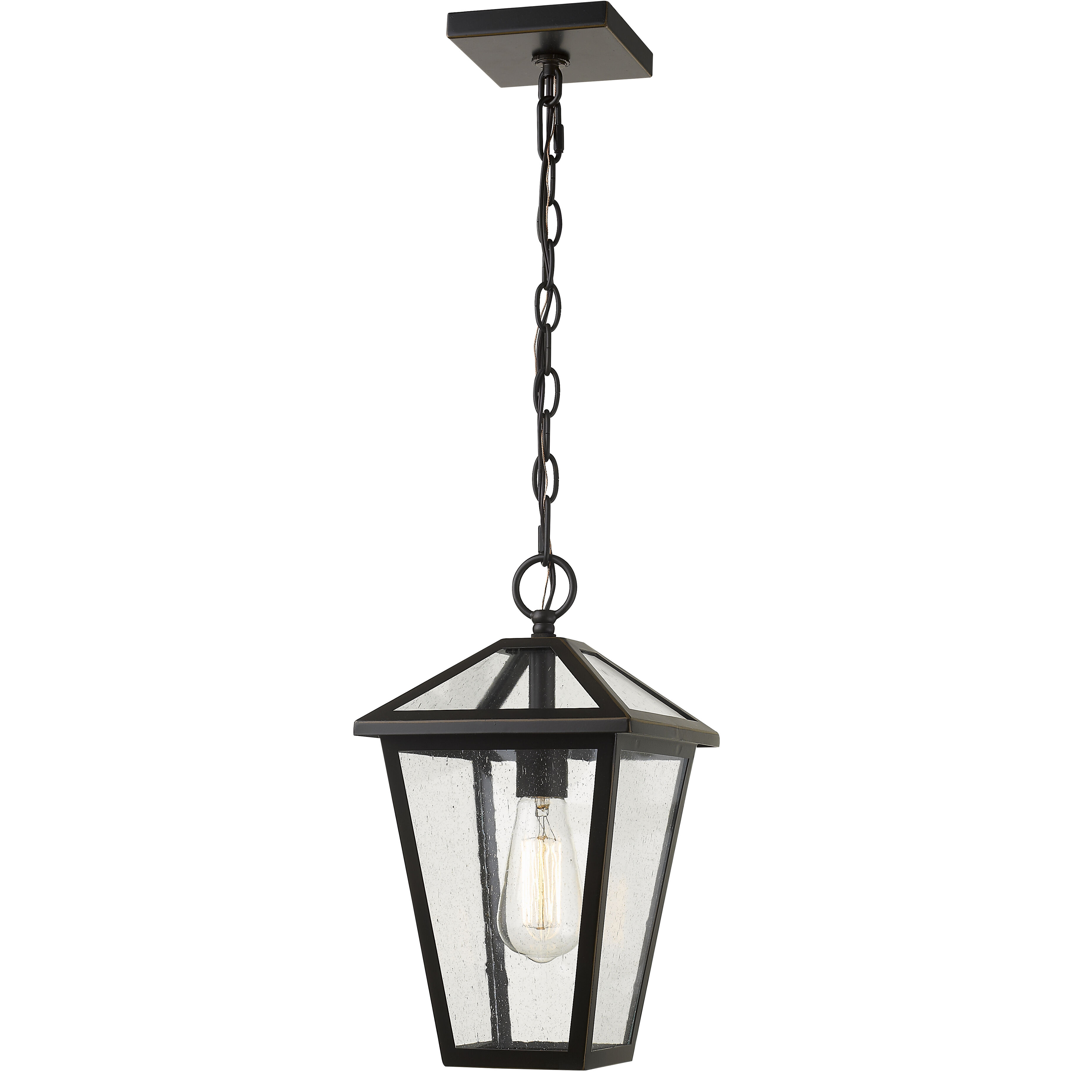 Talbot 1 Light 8.25 inch Oil Rubbed Bronze Outdoor Chain Mount Ceiling Fixture in Seedy Glass