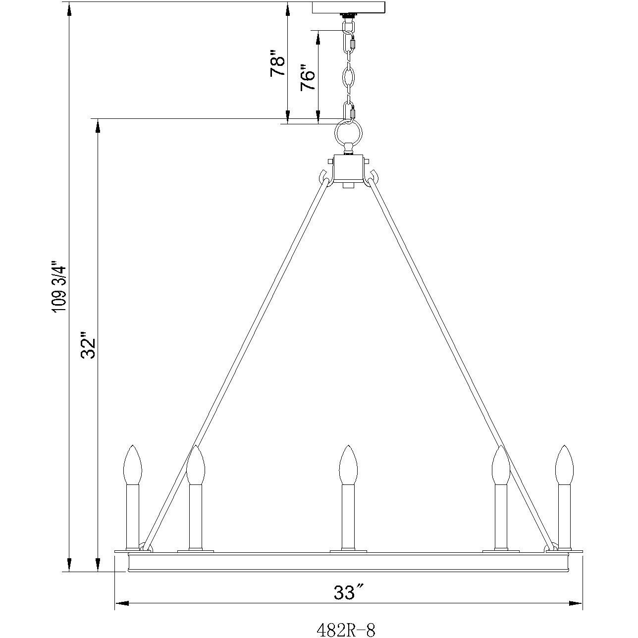 Barclay 8 Light 33 inch Rubbed Brass Chandelier Ceiling Light