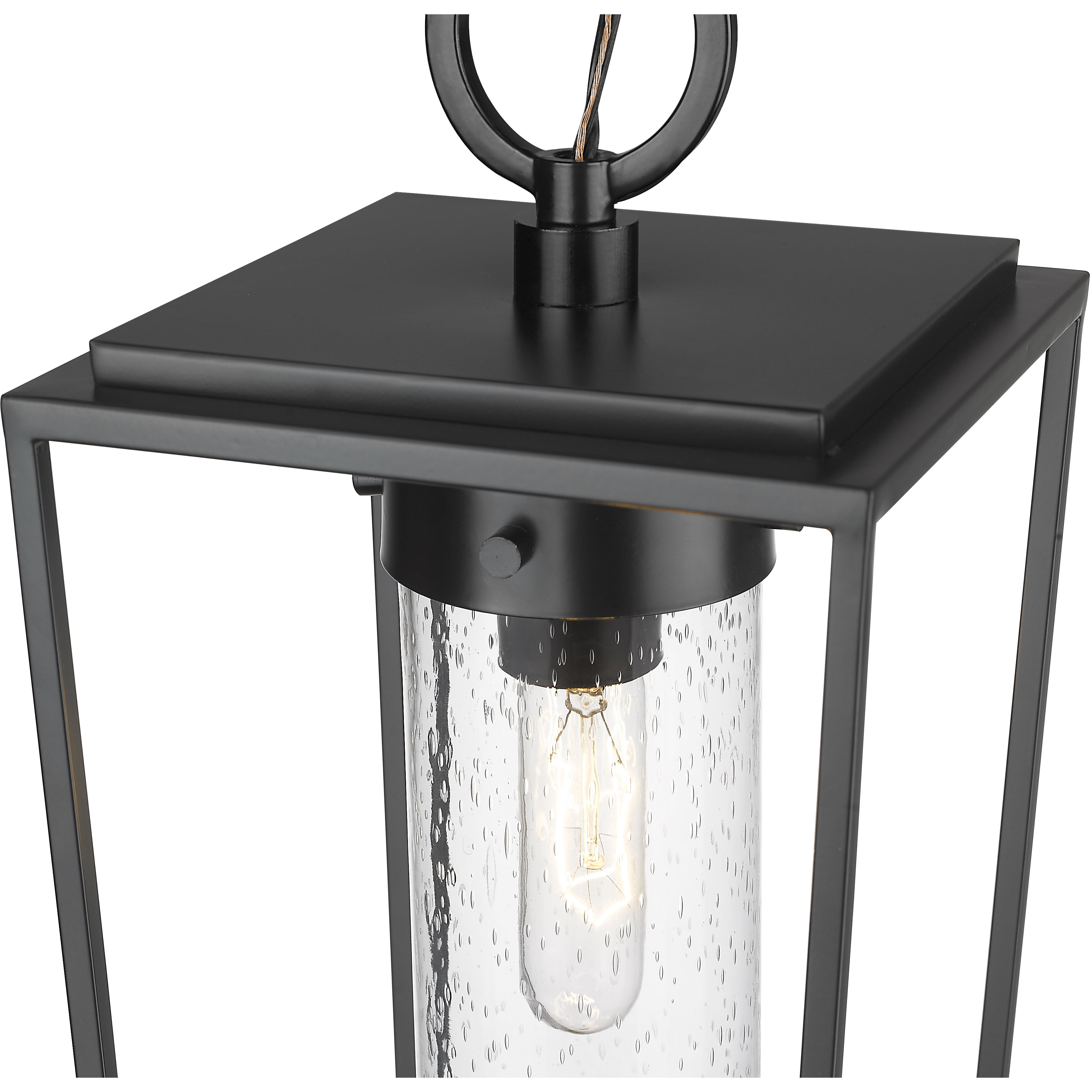 Sheridan 1 Light 8 inch Black Outdoor Chain Mount Ceiling Fixture in Seedy Glass