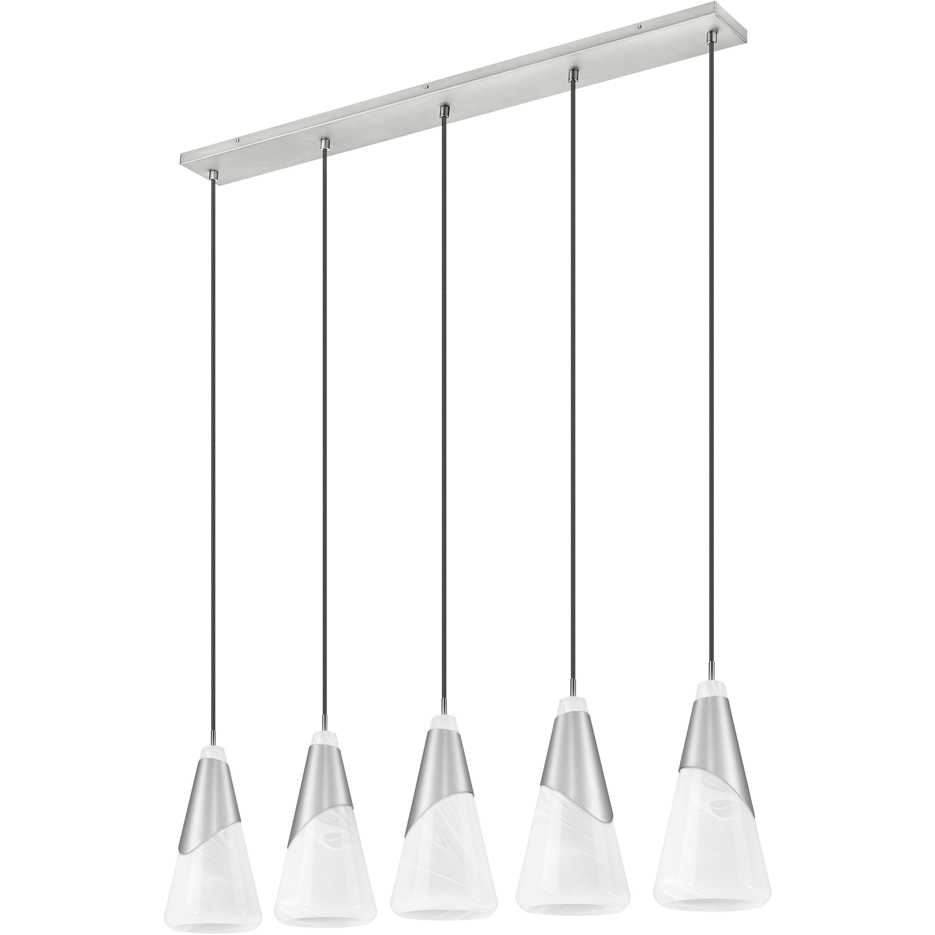 Aimie Linear Chandelier Ceiling Light in Brushed Nickel