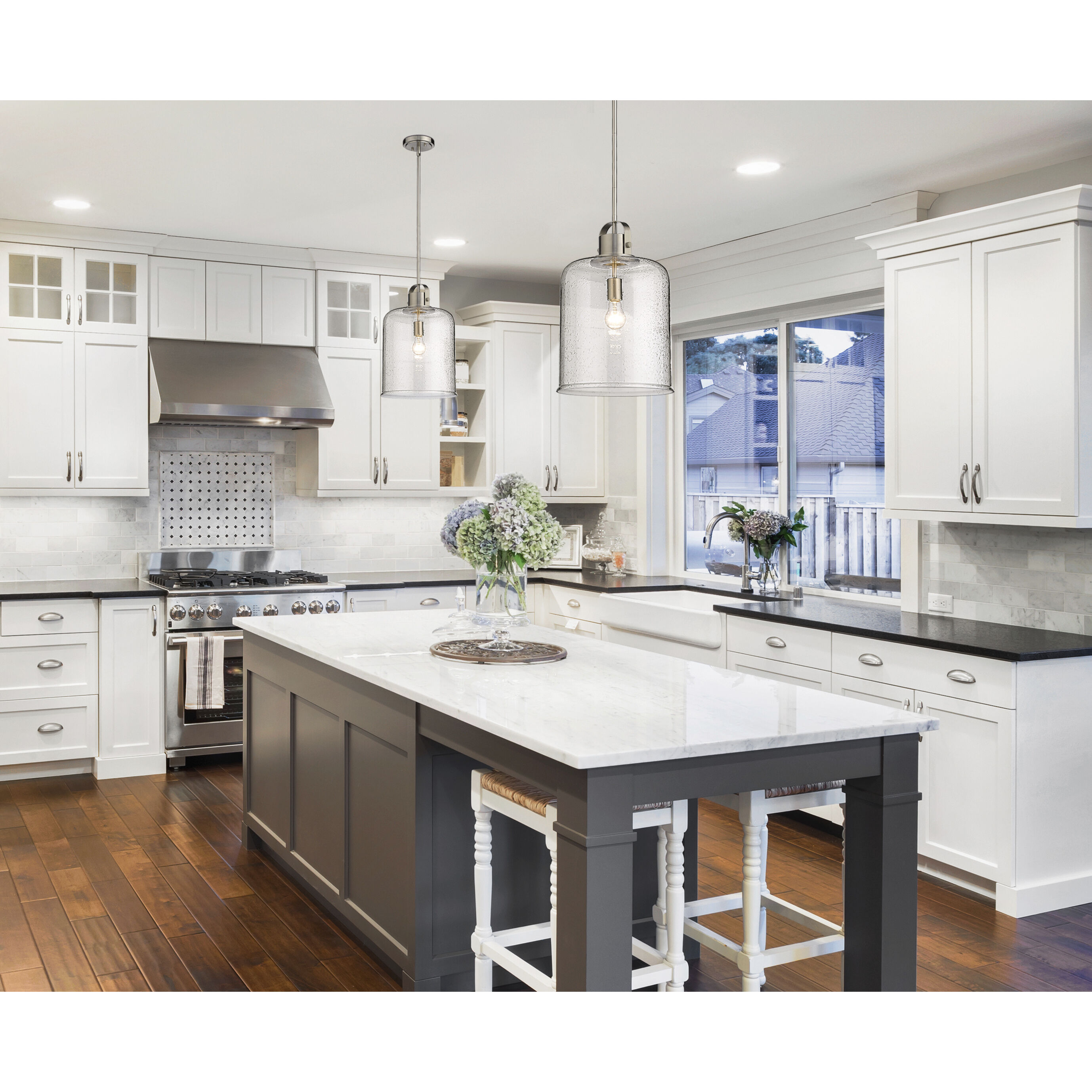 Kinsley 1 Light 12 inch Brushed Nickel Pendant Ceiling Light