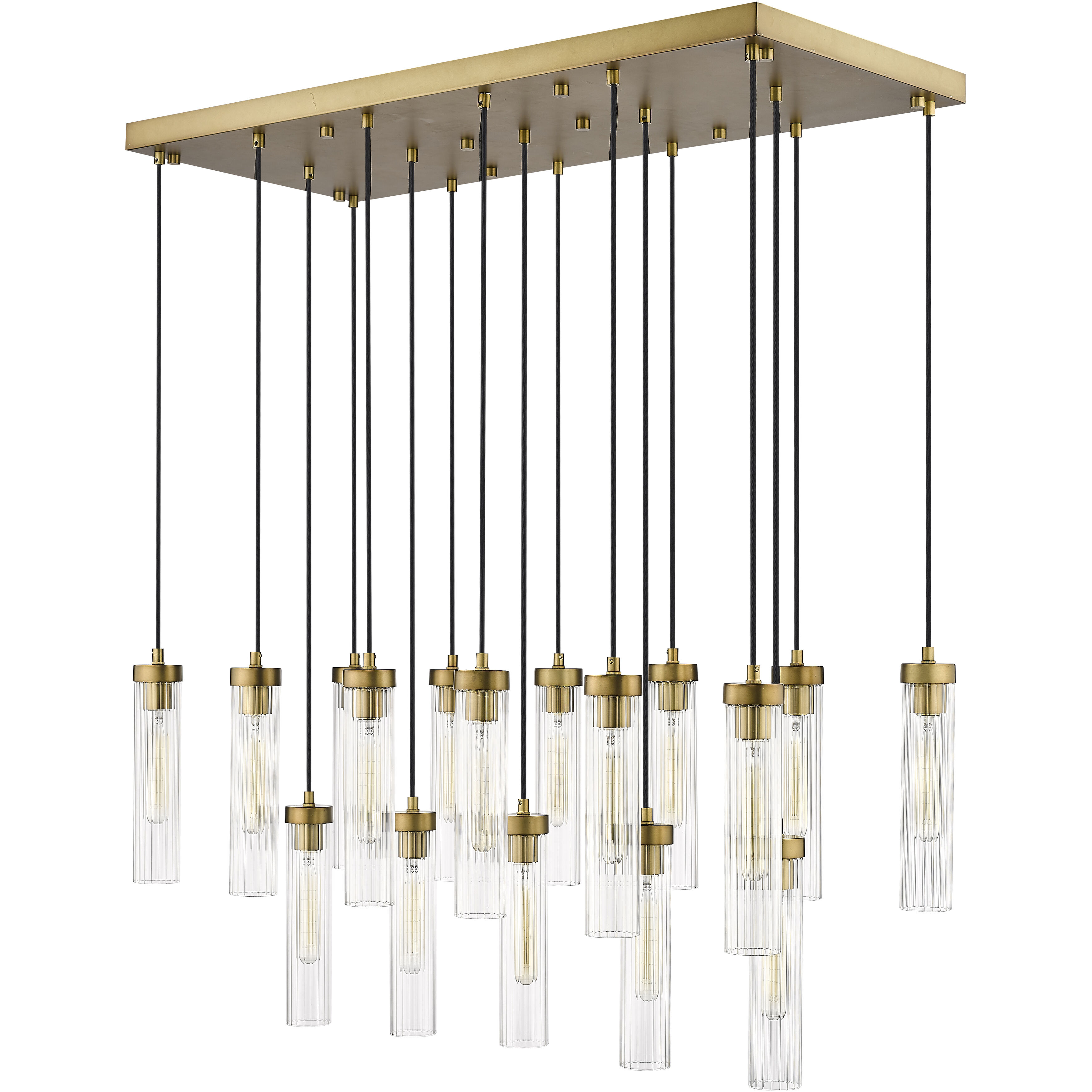 Beau 17 Light 42 inch Rubbed Brass Linear Chandelier Ceiling Light