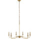 Arrington 6 Light 42 inch Rubbed Brass Chandelier Ceiling Light