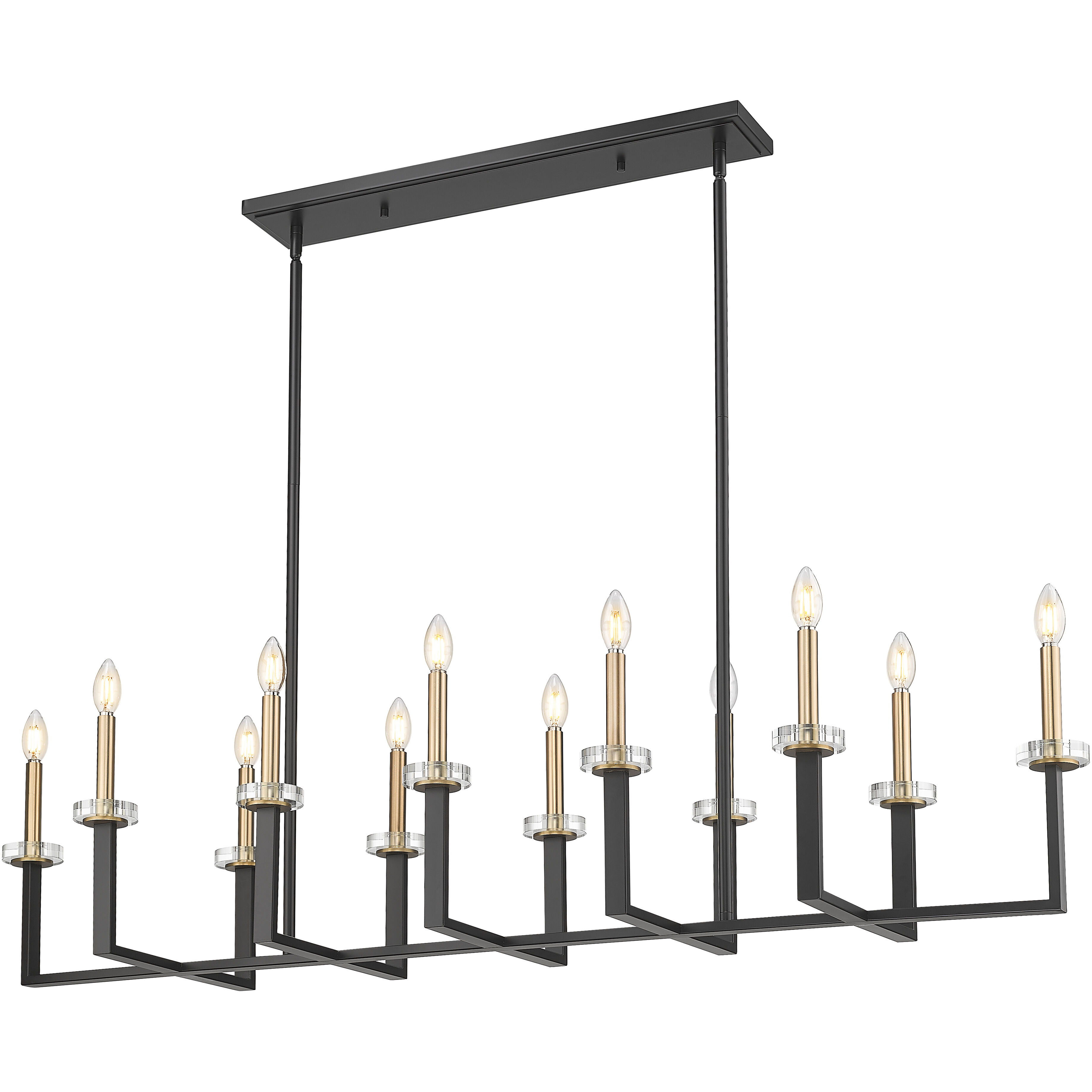 Gaultier 12 Light 56.75 inch Matte Black and Mondern Gold Linear Chandelier Ceiling Light in Matte Black and Modern Gold