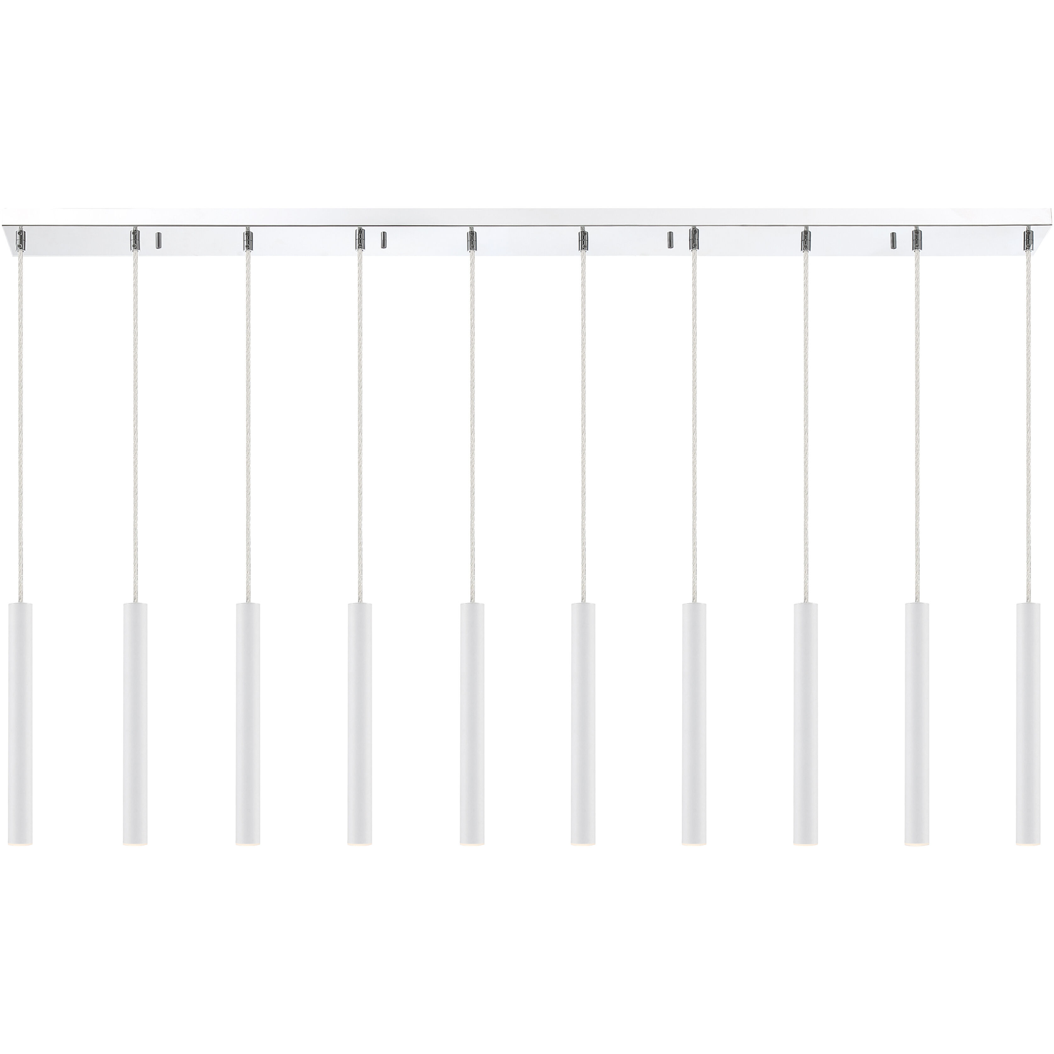 Forest LED 56.5 inch Chrome Linear Chandelier Ceiling Light in 10, 27, Matte White Steel