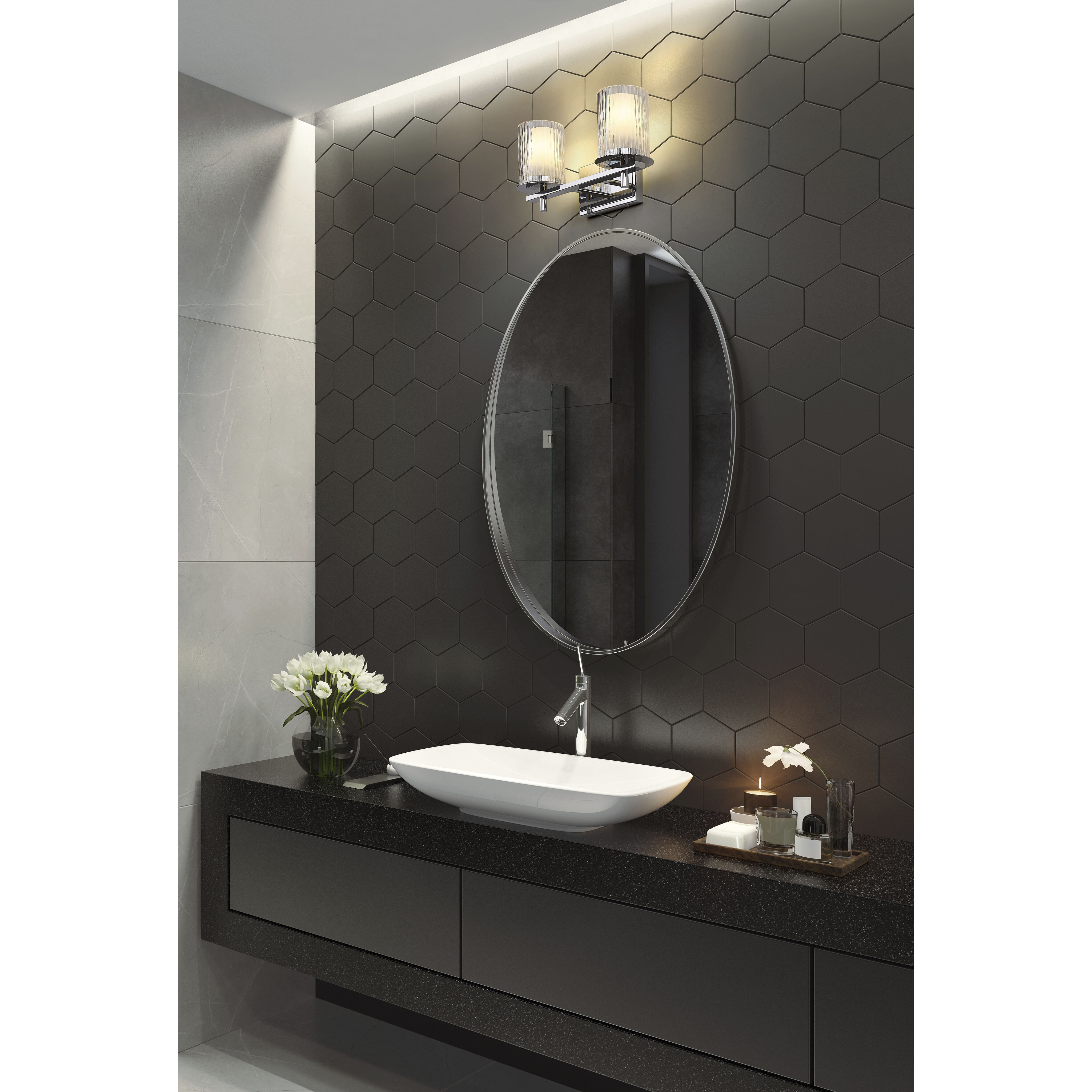 Grayson 2 Light 16 inch Chrome Vanity Wall Light