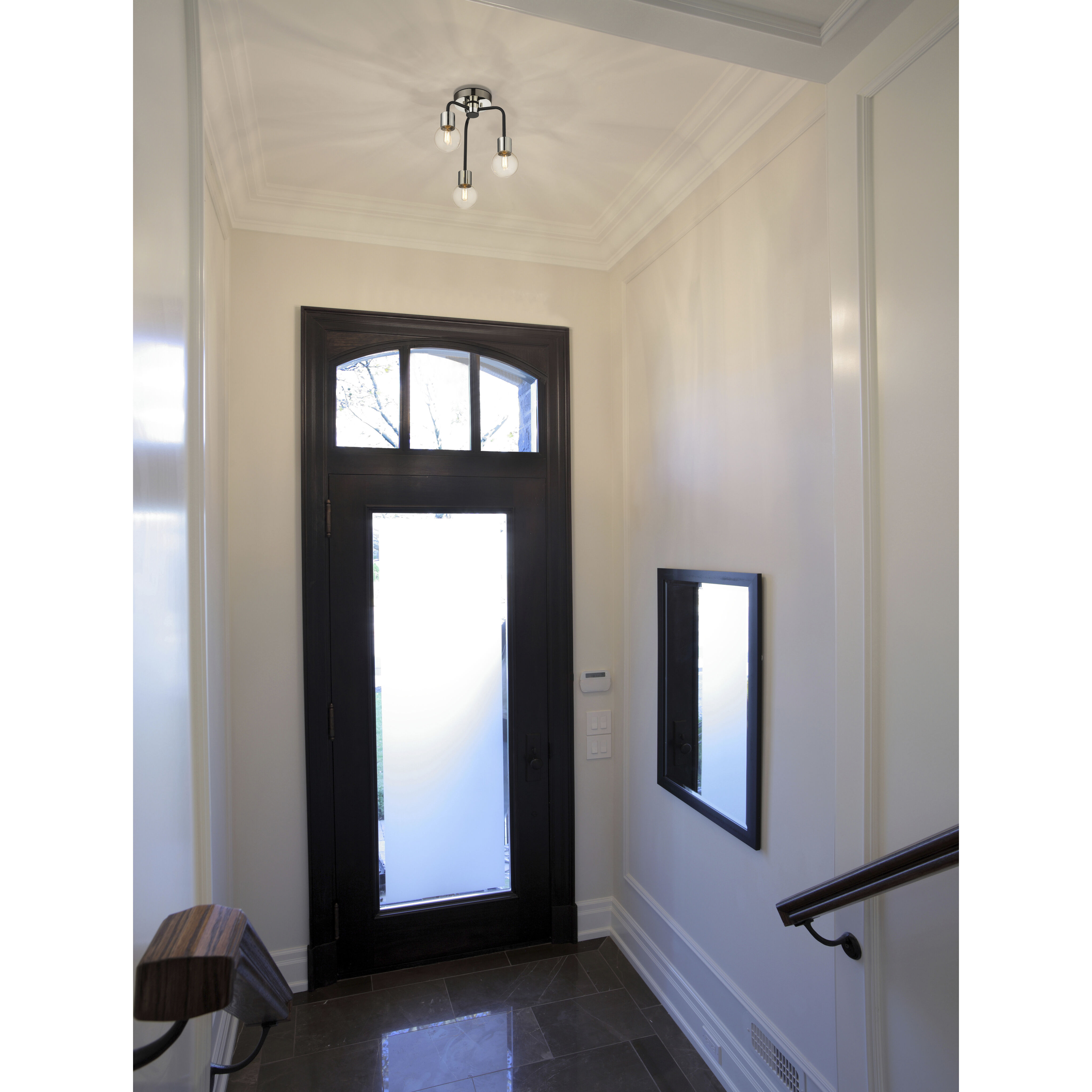 Neutra 3 Light 14 inch Matte Black and Polished Nickel Semi Flush Mount Ceiling Light