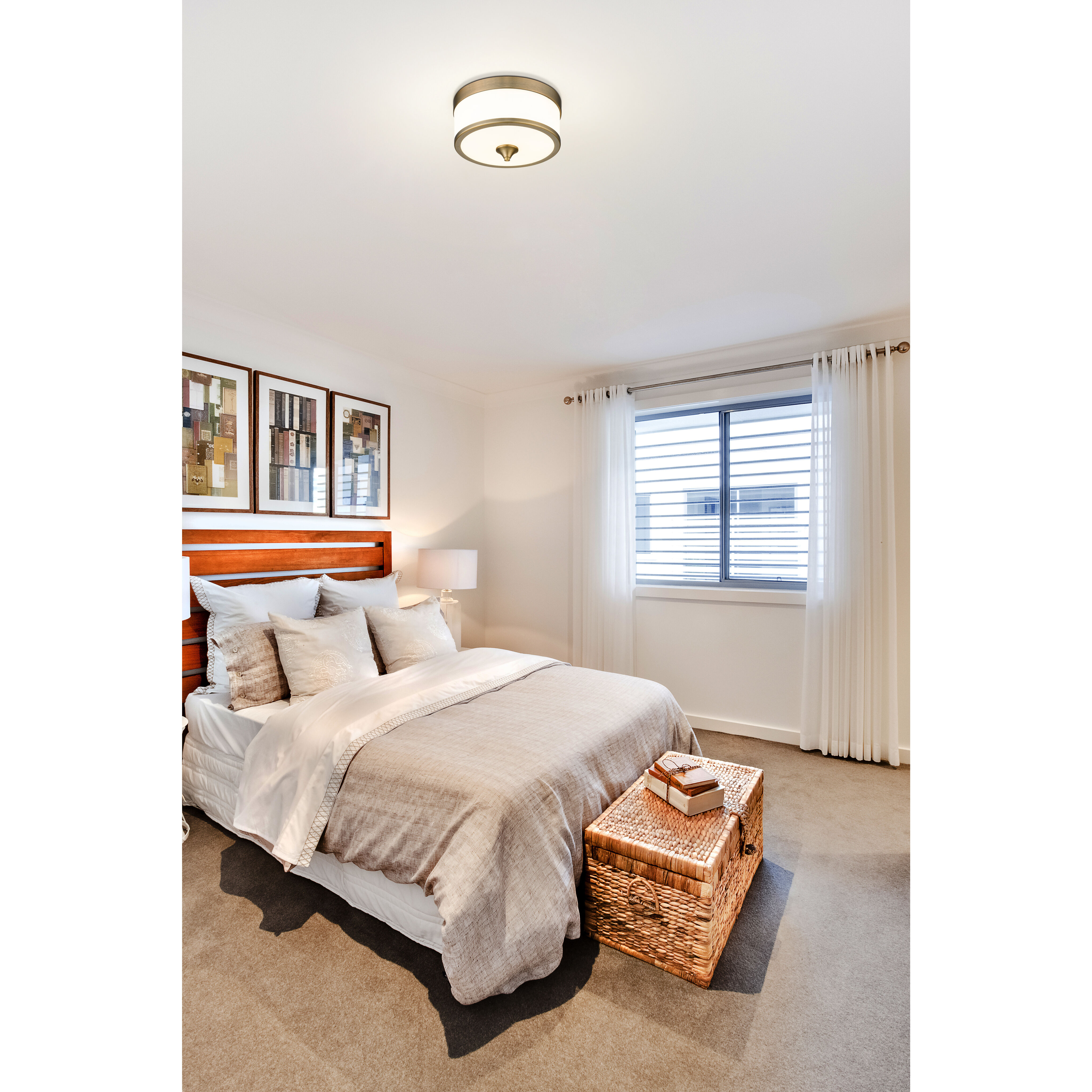 Cosmopolitan 3 Light 13.75 inch Heritage Brass Flush Mount Ceiling Light