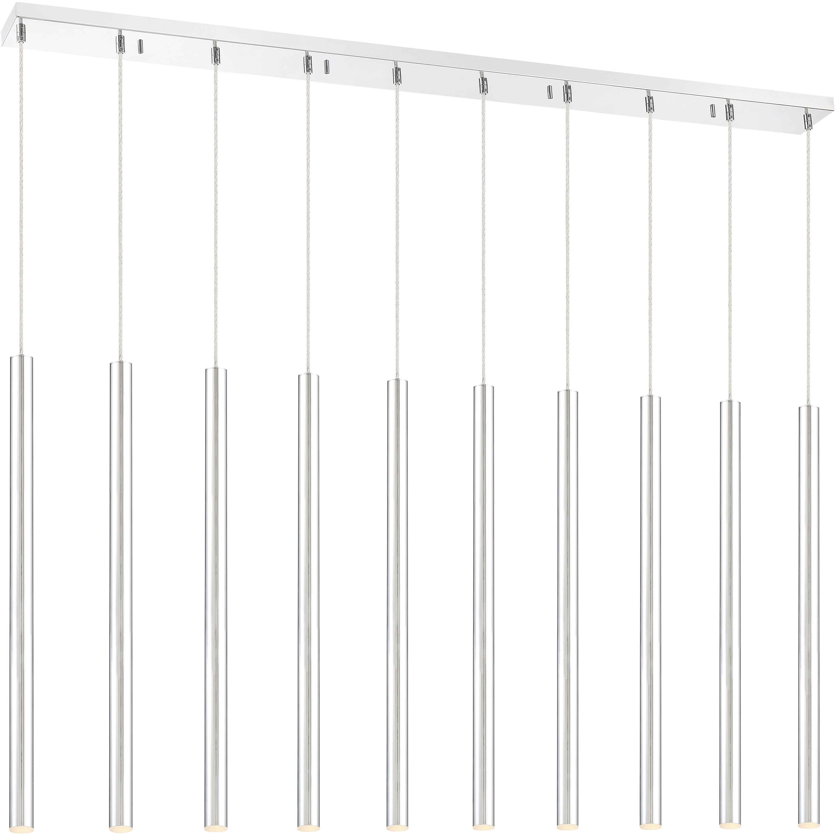 Forest LED 56.5 inch Chrome Linear Chandelier Ceiling Light in 10, 37, Chrome Steel