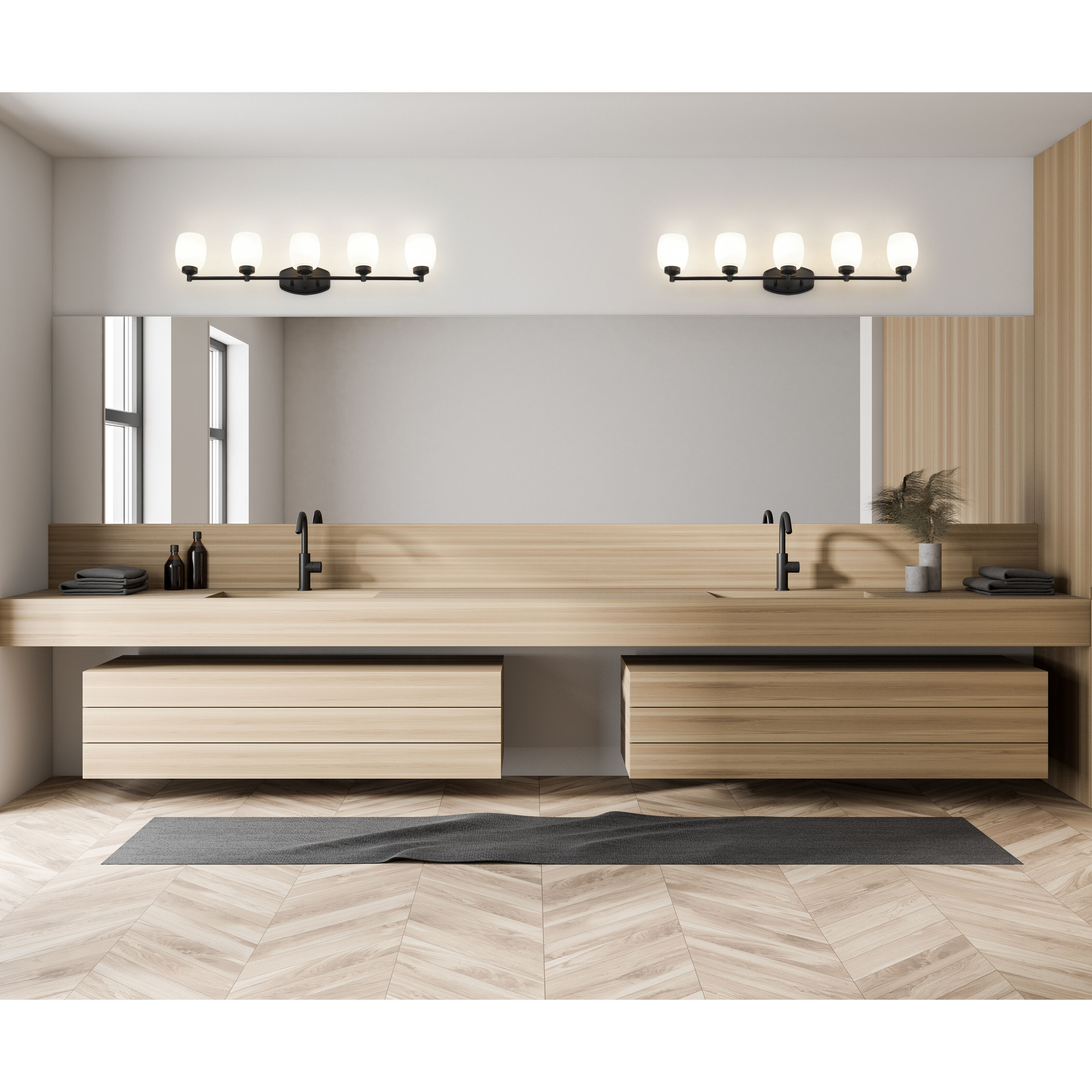 Kendrick 5 Light 39.25 inch Matte Black Bath Vanity Light Wall Light