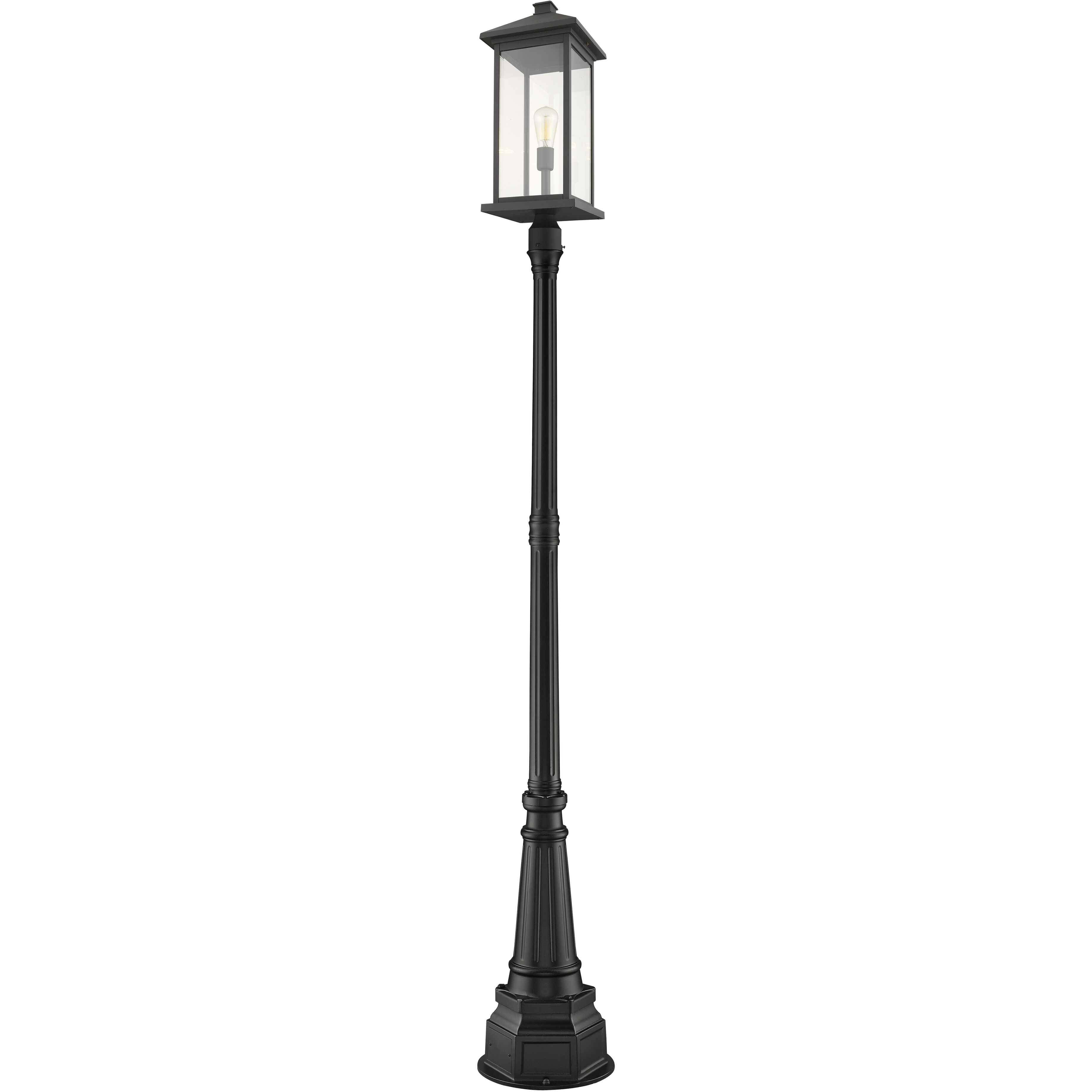 Portland 1 Light 105.25 inch Black Outdoor Post Mounted Fixture in Clear Beveled Glass