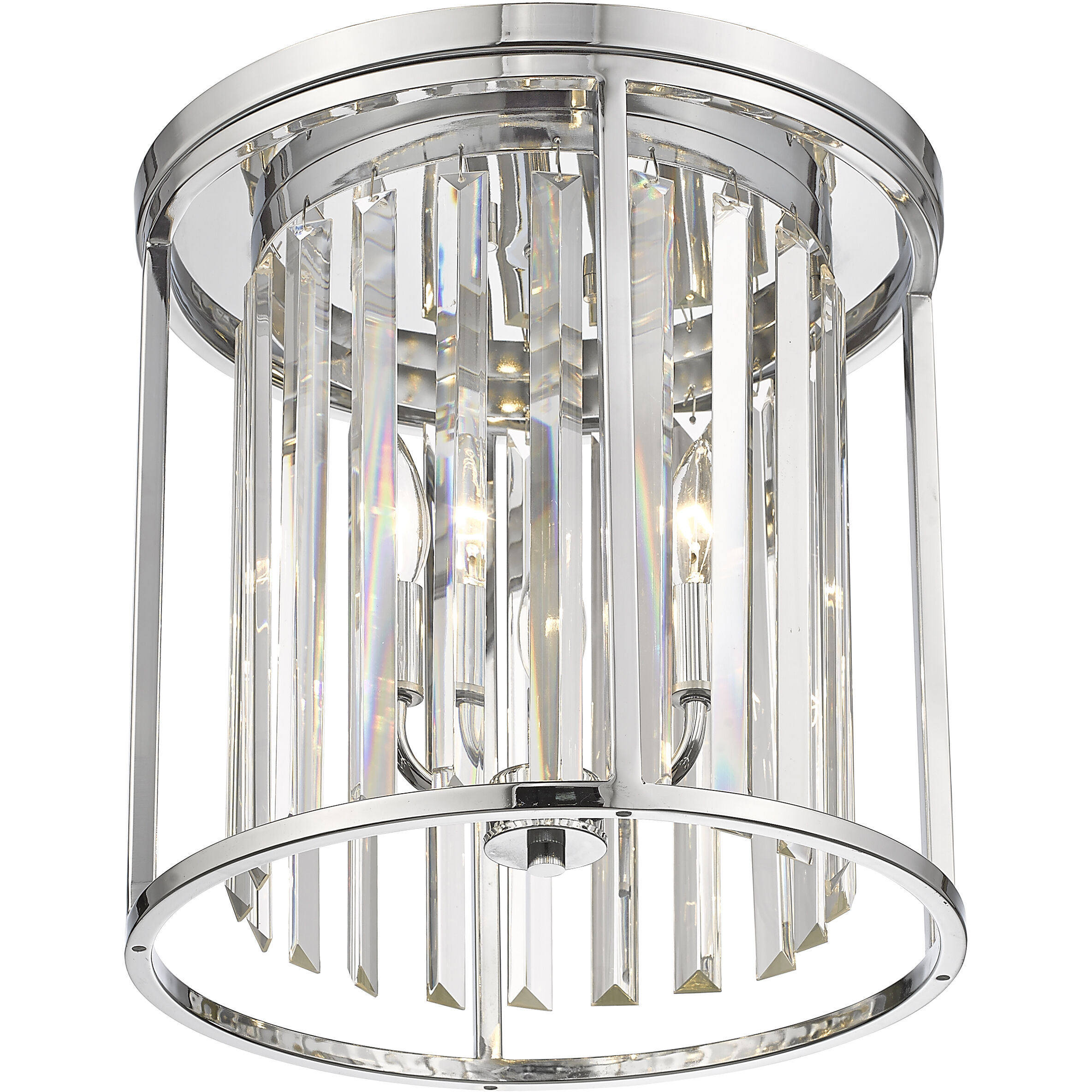 Monarch 3 Light 14 inch Chrome Flush Mount Ceiling Light in 10