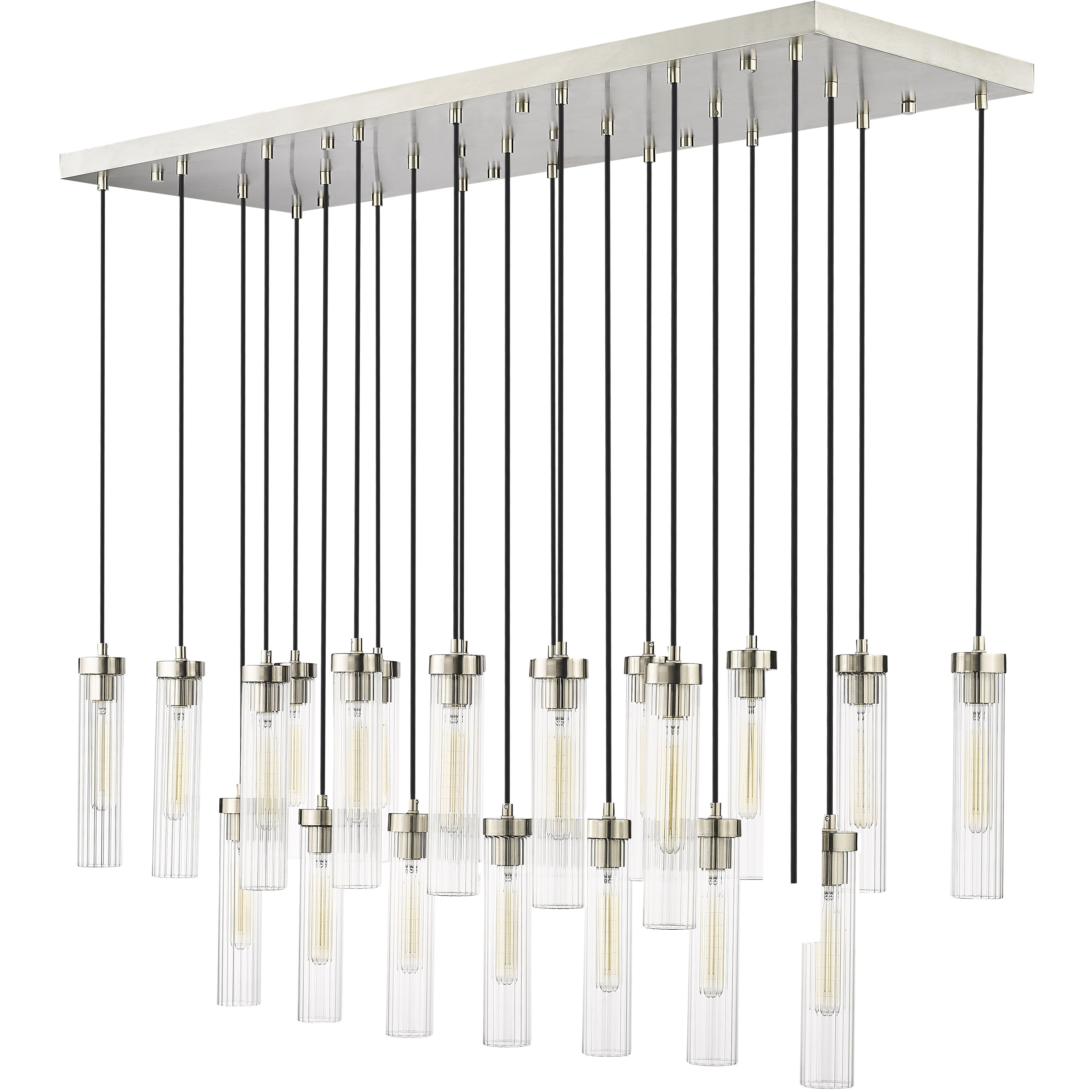 Beau 23 Light 54 inch Brushed Nickel Linear Chandelier Ceiling Light