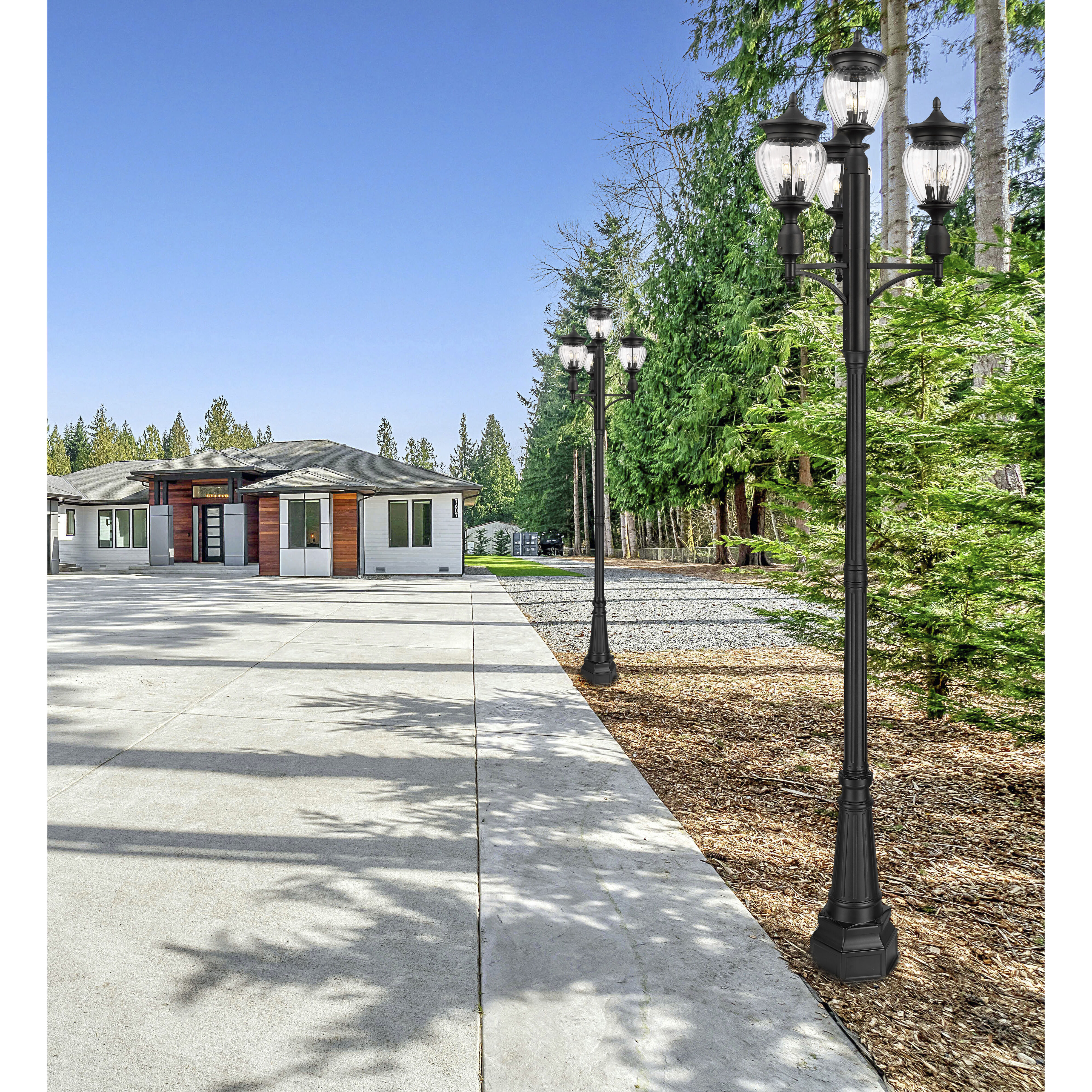 Davina 3 Light 125.75 inch Black Outdoor Post Mounted Fixture in G9