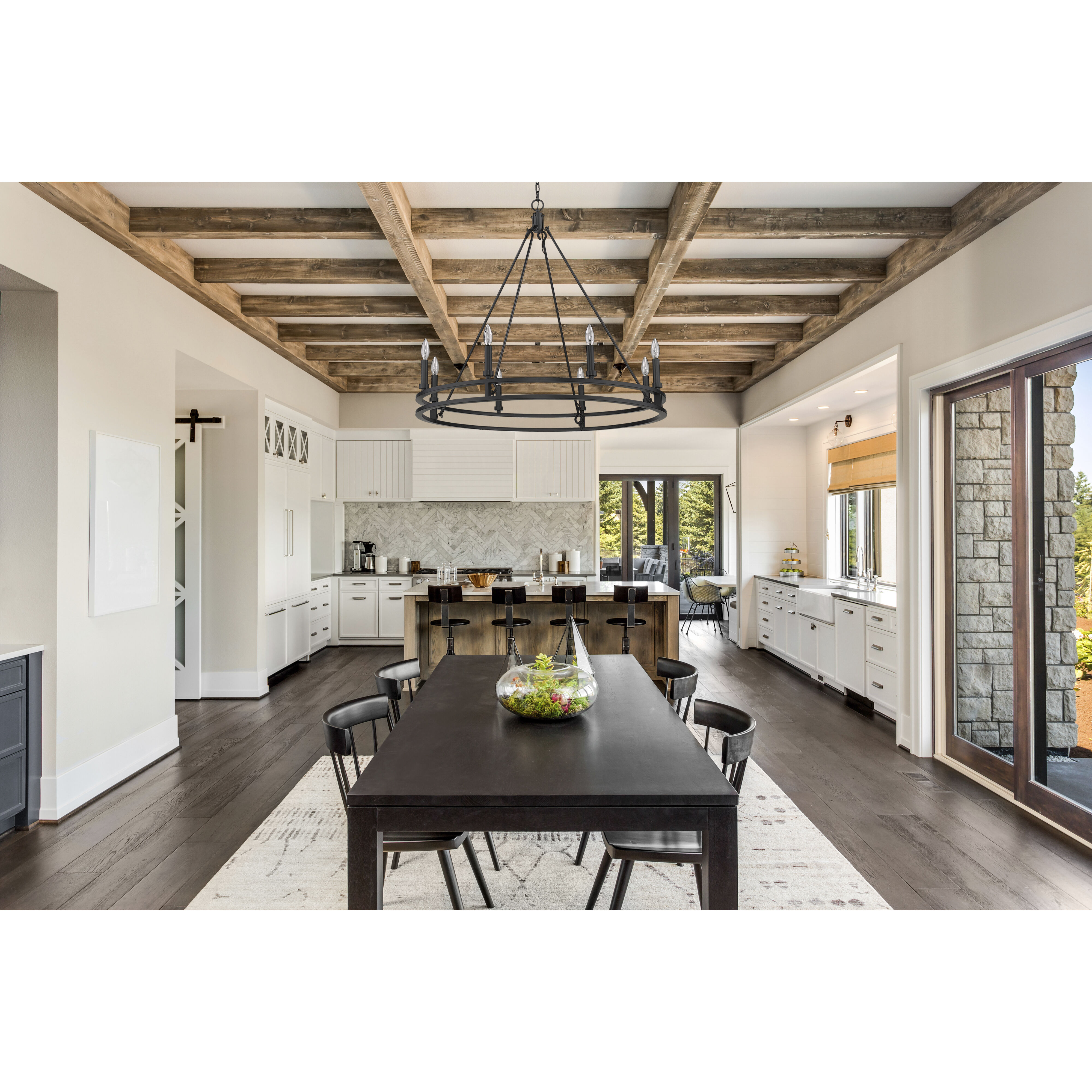 Dennison 8 Light 36 inch Matte Black Chandelier Ceiling Light