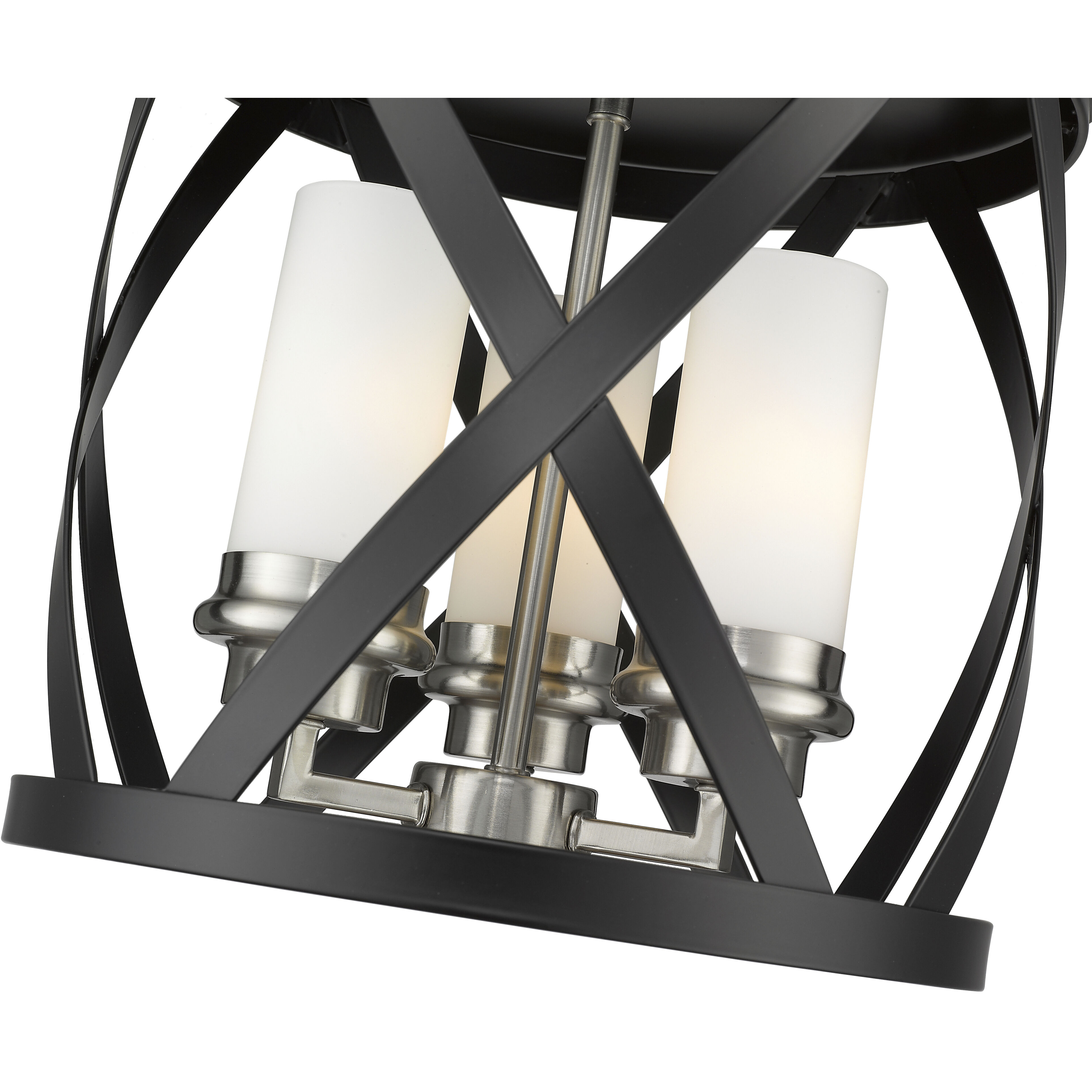 Malcalester 3 Light 13 inch Matte Black and Brushed Nickel Flush Mount Ceiling Light