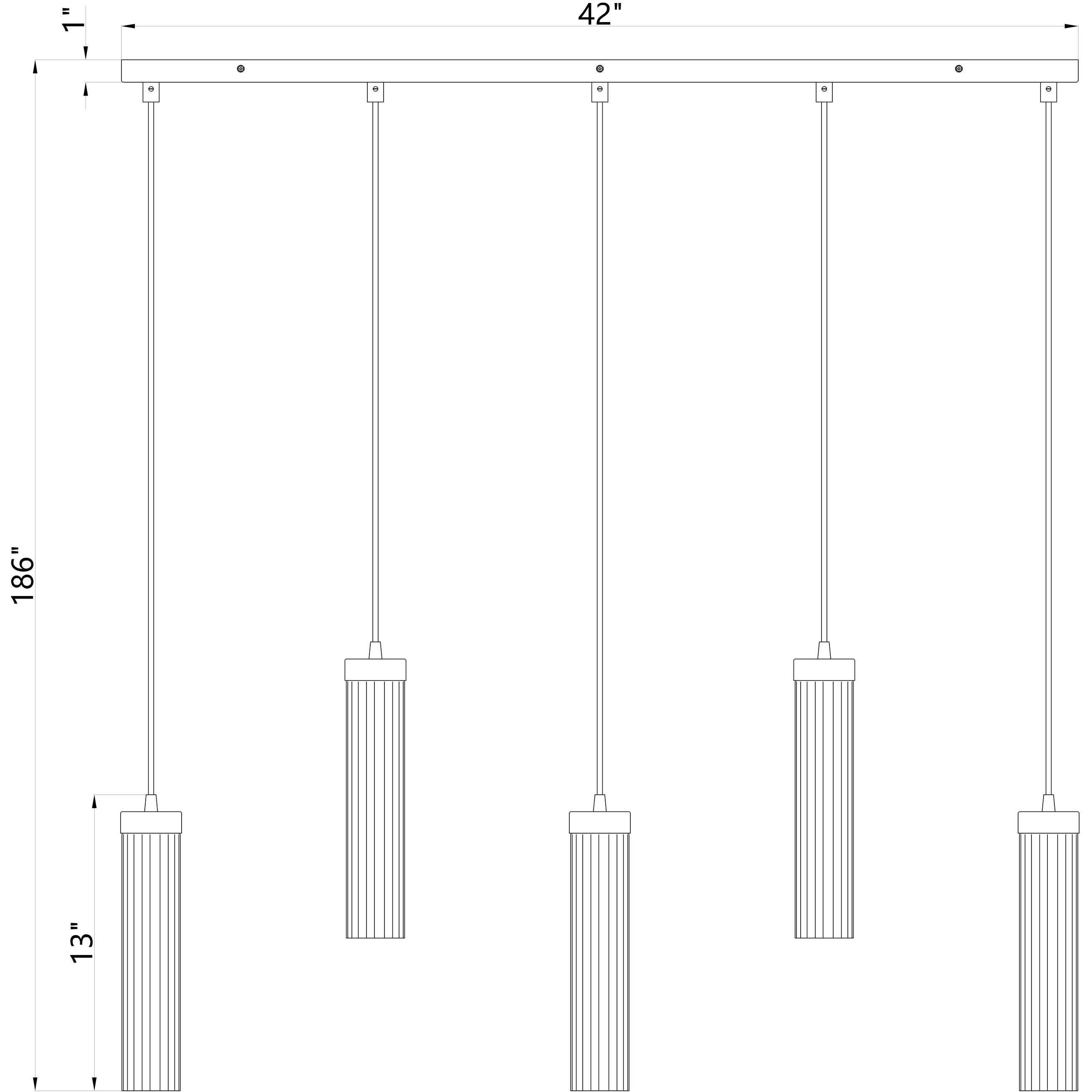 Beau 5 Light 42 inch Matte Black Linear Chandelier Ceiling Light