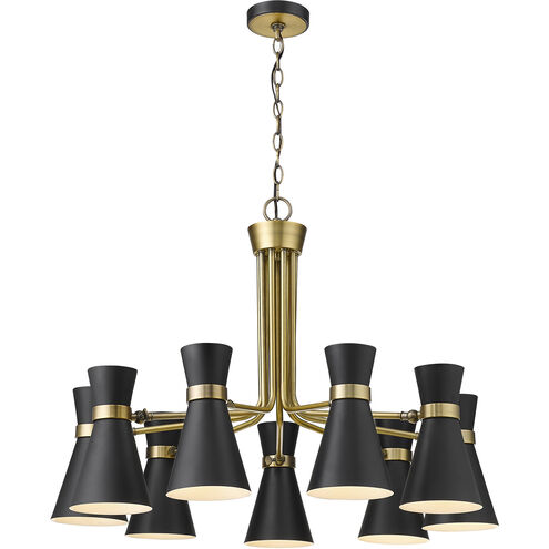 Soriano 9 Light 32 inch Matte Black and Heritage Brass Chandelier Ceiling Light