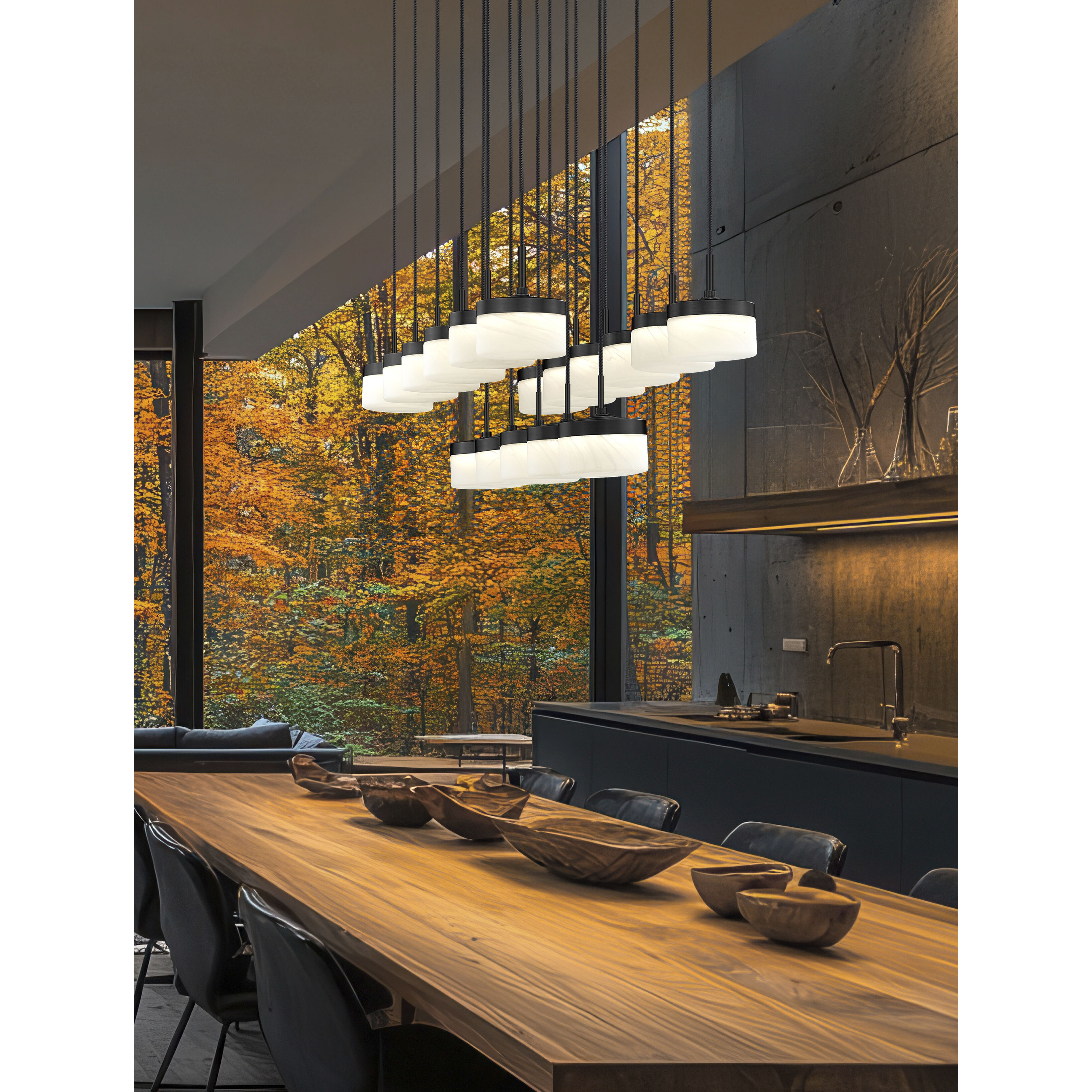 Renaud LED 46.75 inch Matte Black Linear Chandelier Ceiling Light
