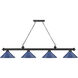 Cordon 4 Light 81.75 inch Matte Black Billiard Ceiling Light in Navy Blue Steel