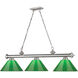 Cordon 3 Light 57.25 inch Brushed Nickel Billiard Ceiling Light in Green Plastic