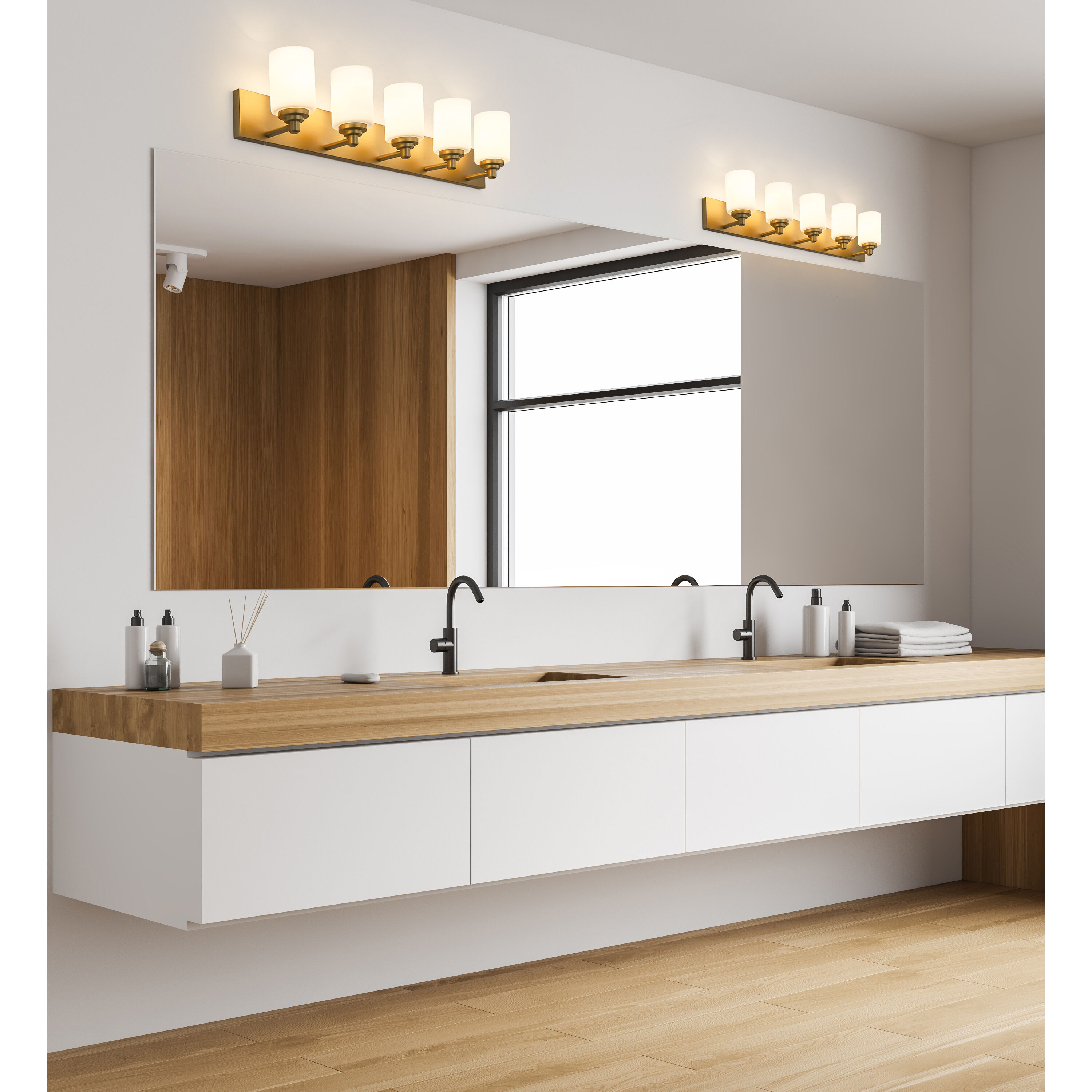 Soledad 5 Light 38.75 inch Brushed Gold Vanity Wall Light