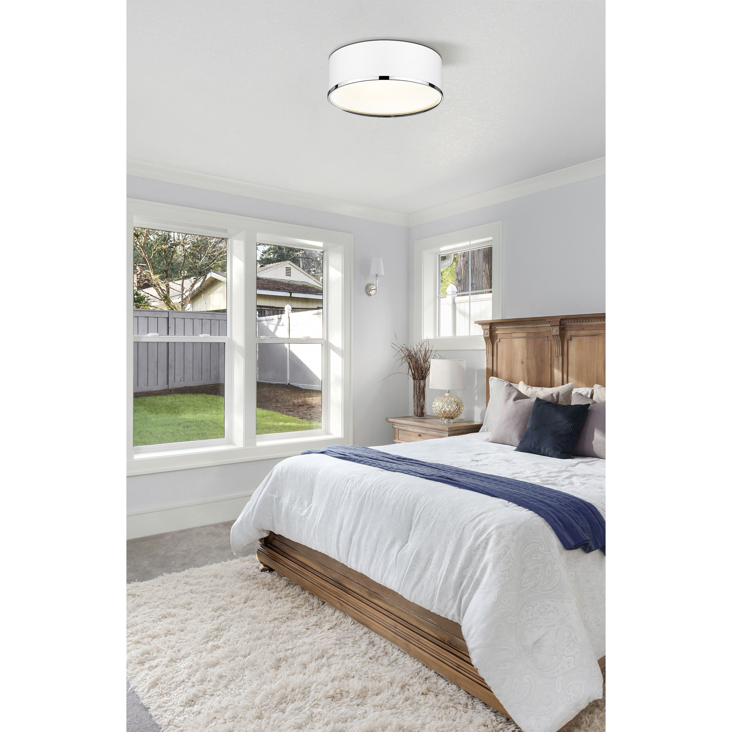 Arlo 3 Light 16 inch Matte White and Chrome Flush Mount Ceiling Light