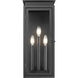 Nova 3 Light 20.5 inch Black Outdoor Wall Light in Clear Glass