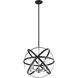Cavallo 5 Light 18 inch Hammered Black and Chrome Pendant Ceiling Light
