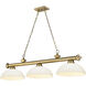 Cordon 3 Light 57.25 inch Rubbed Brass Billiard Ceiling Light in Matte Opal Glass