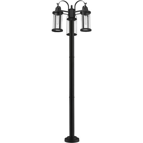 Roundhouse 3 Light 94.25 inch Black Outdoor Post Mounted Fixture