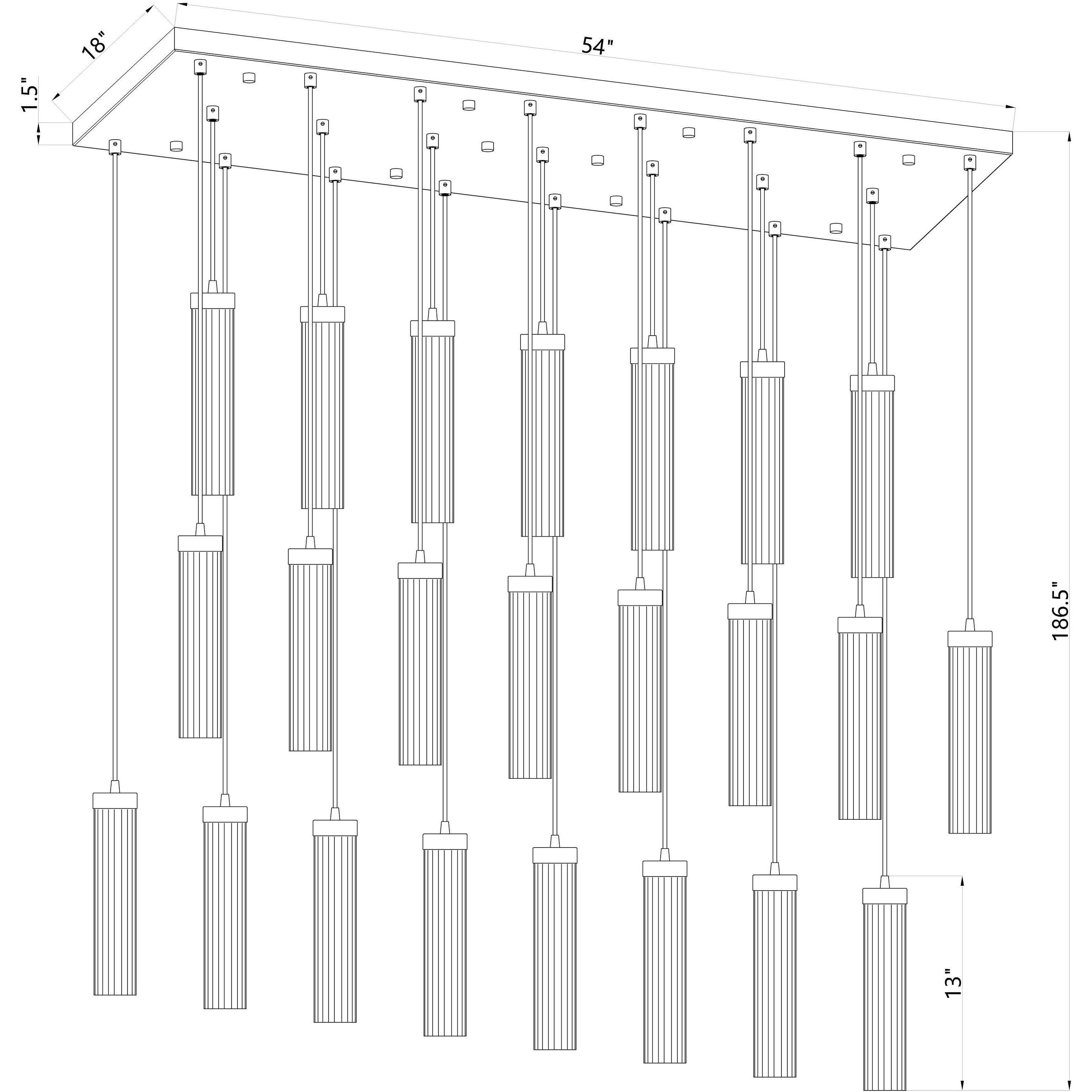 Beau 23 Light 54 inch Rubbed Brass Linear Chandelier Ceiling Light