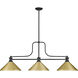 Melange 3 Light 52 inch Matte Black Billiard Ceiling Light in Satin Gold Steel