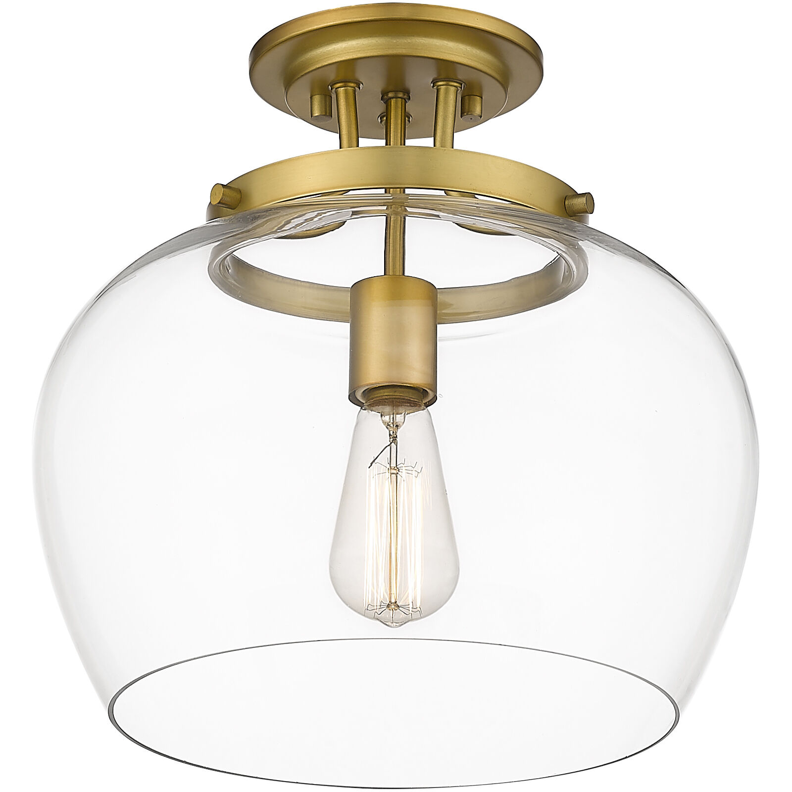 Joliet 1 Light 13 inch Olde Brass Semi Flush Mount Ceiling Light