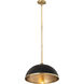 Landry 1 Light 20 inch Matte Black and Rubbed Brass Pendant Ceiling Light