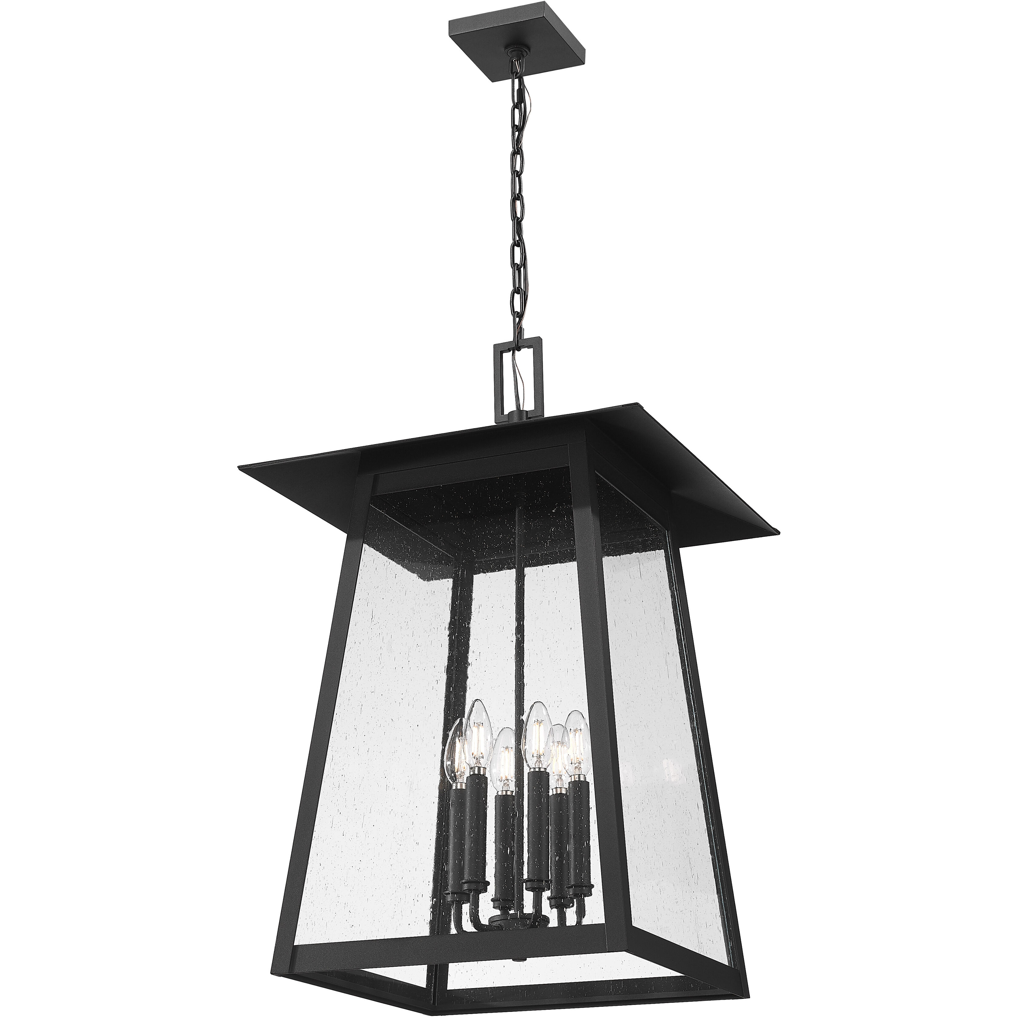 Rainer 6 Light 17.5 inch Black Outdoor Chain Mount Ceiling Fixture in G9
