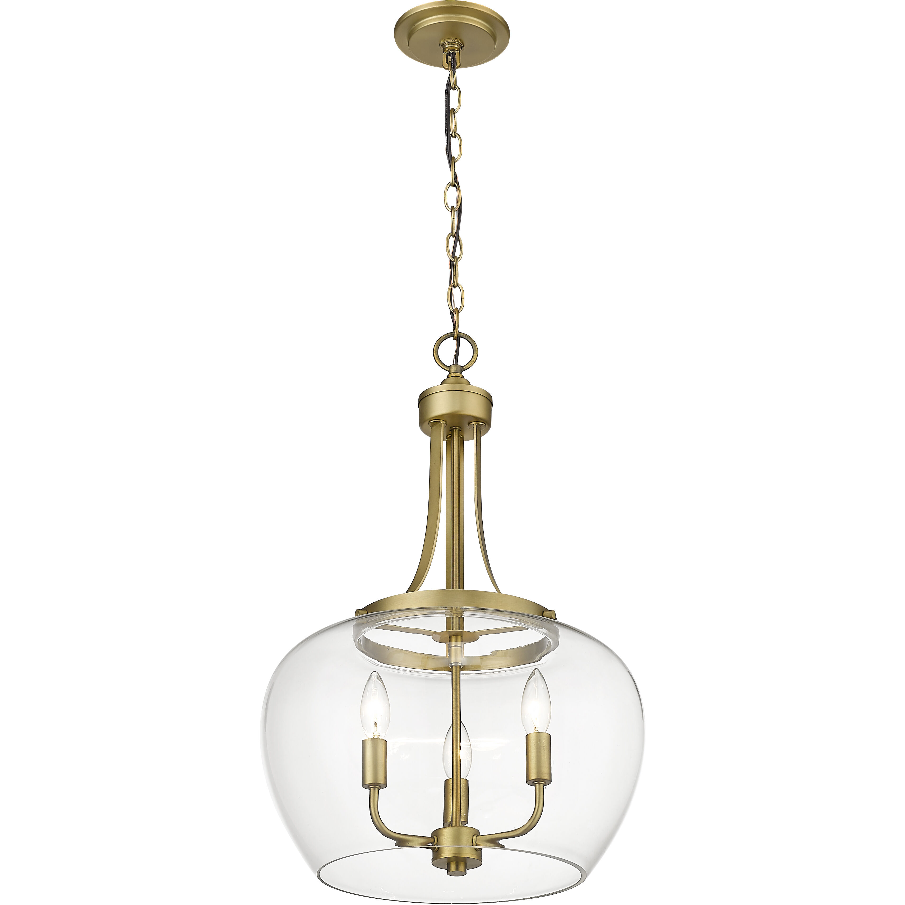 Joliet 3 Light 15.75 inch Olde Brass Pendant Ceiling Light