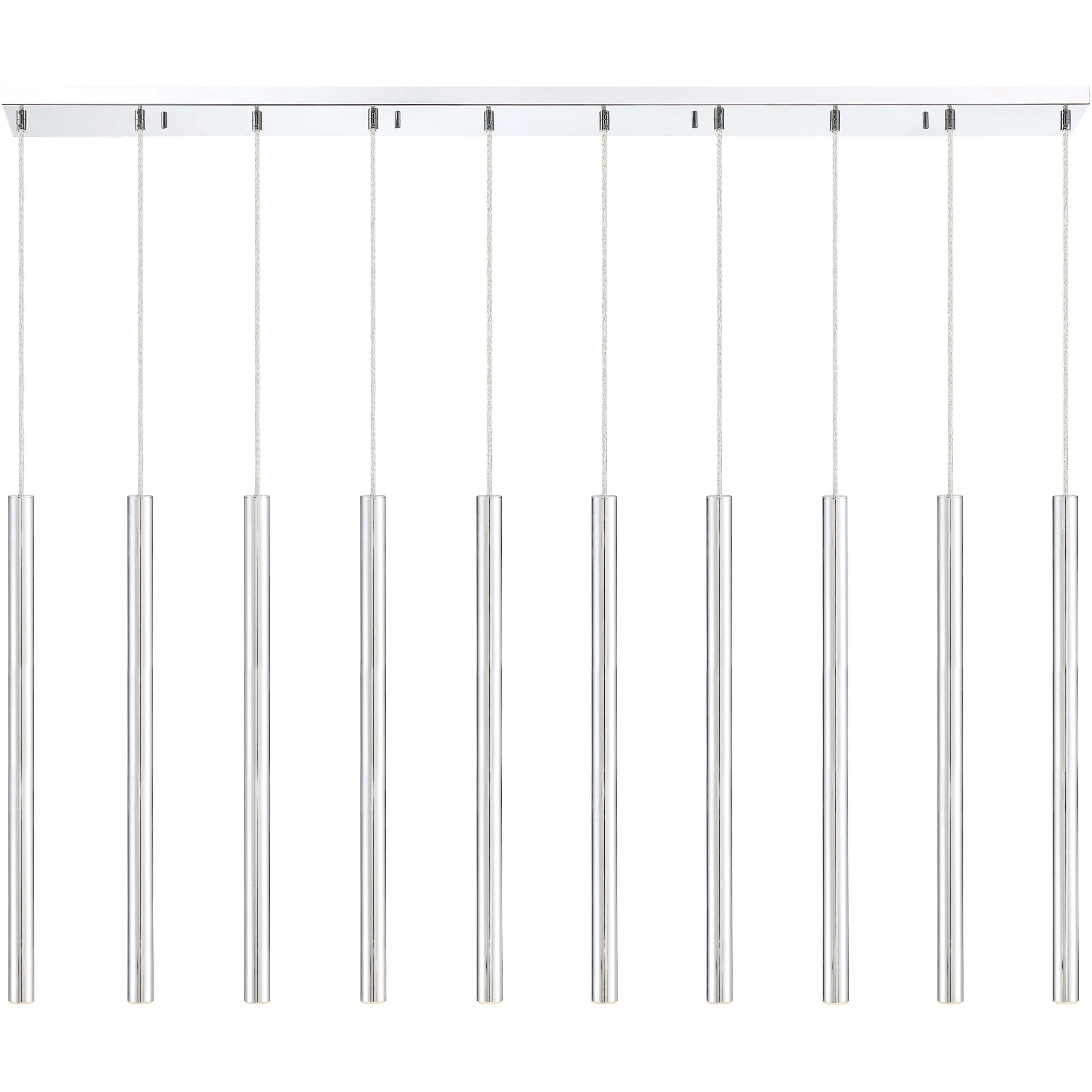 Forest LED 56.5 inch Chrome Linear Chandelier Ceiling Light in 10, 37, Chrome Steel