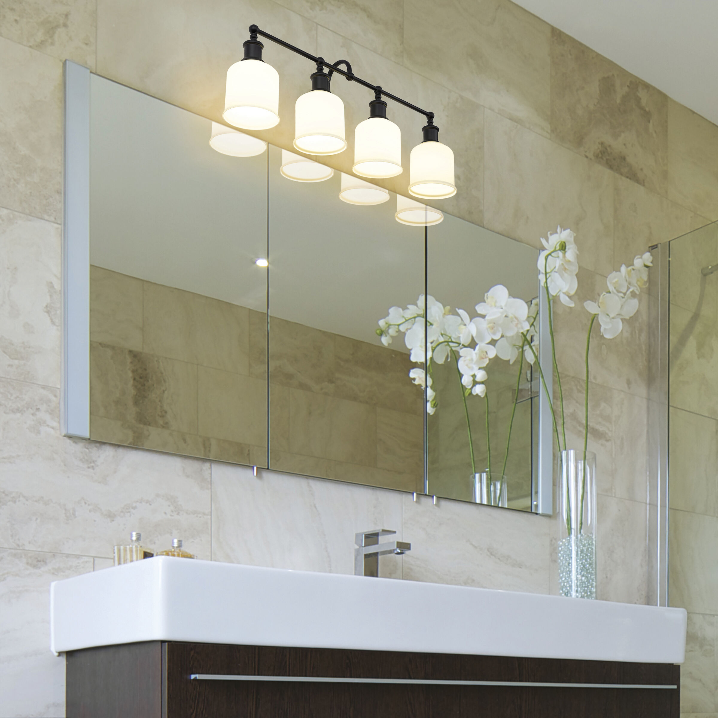 Bryant 4 Light 32 inch Matte Black Vanity Wall Light