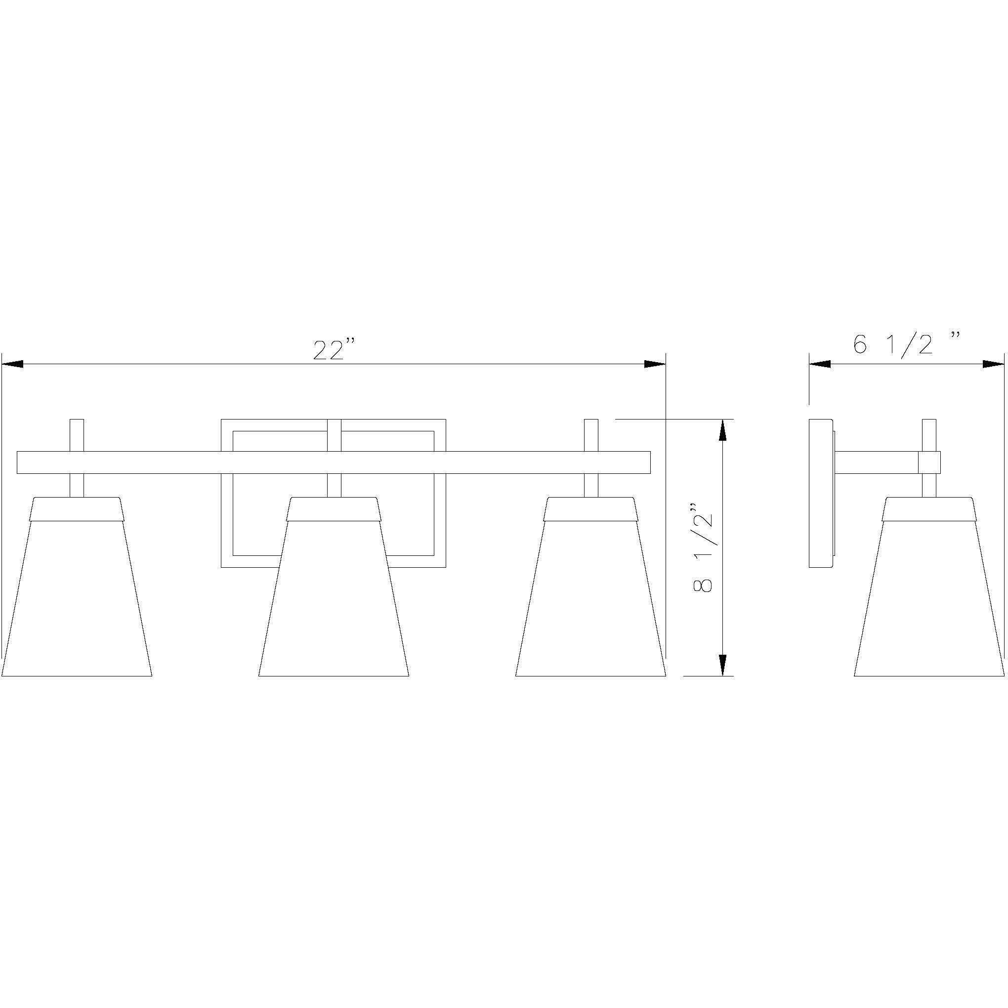 Lauren 3 Light 22 inch Matte Black Vanity Wall Light