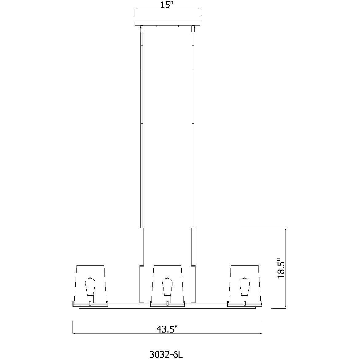 Callista 6 Light 43.5 inch Rubbed Brass Linear Chandelier Ceiling Light
