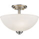 Ashton 3 Light 15.75 inch Brushed Nickel Semi Flush Mount Ceiling Light in 5.5